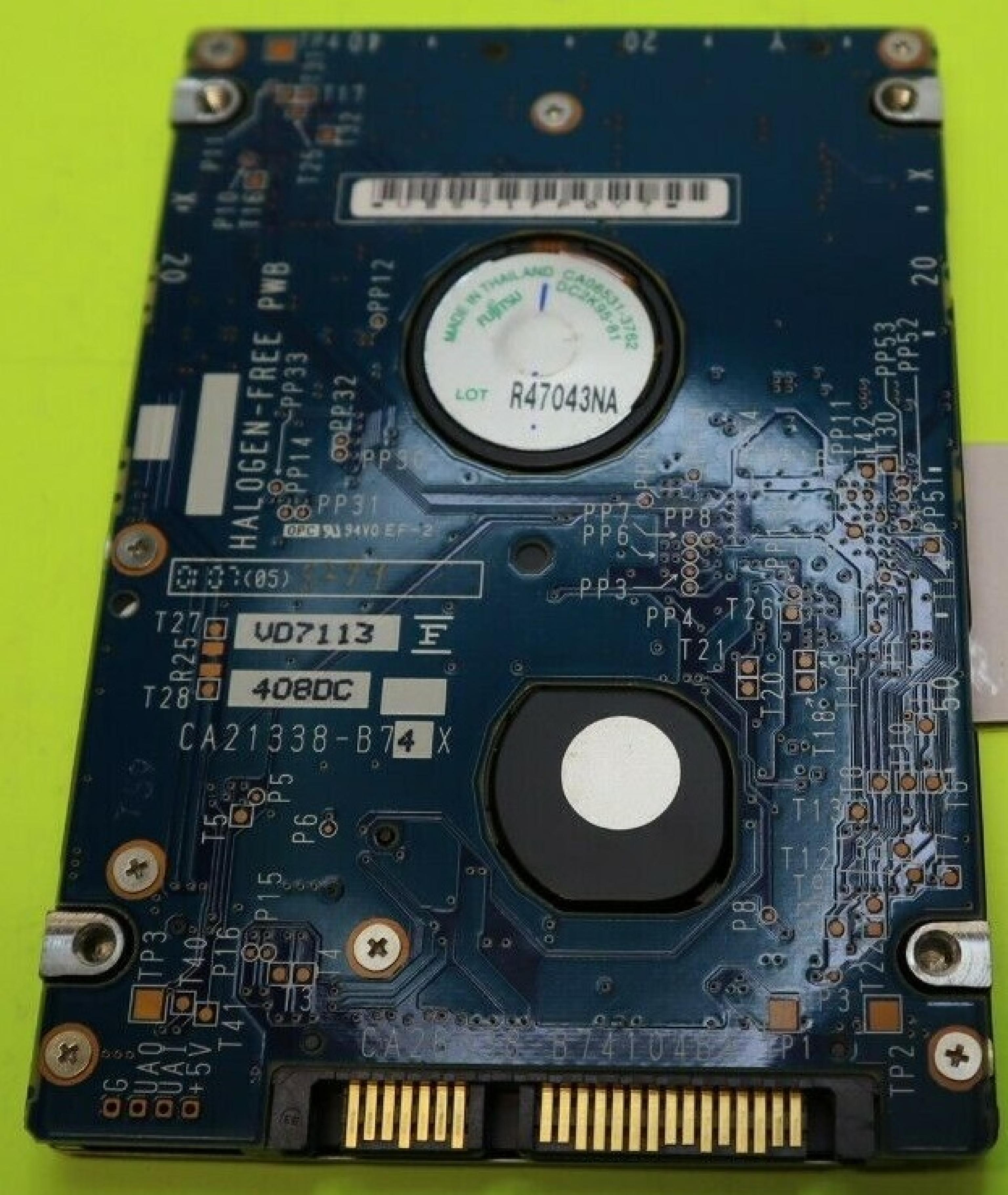 FUJITSU MHV2080BH 80.0GB 2.5IN 5400 RPM SATA REV. A01 ID: HTTNB DATE: 2006-10 HTTNA 2006-08