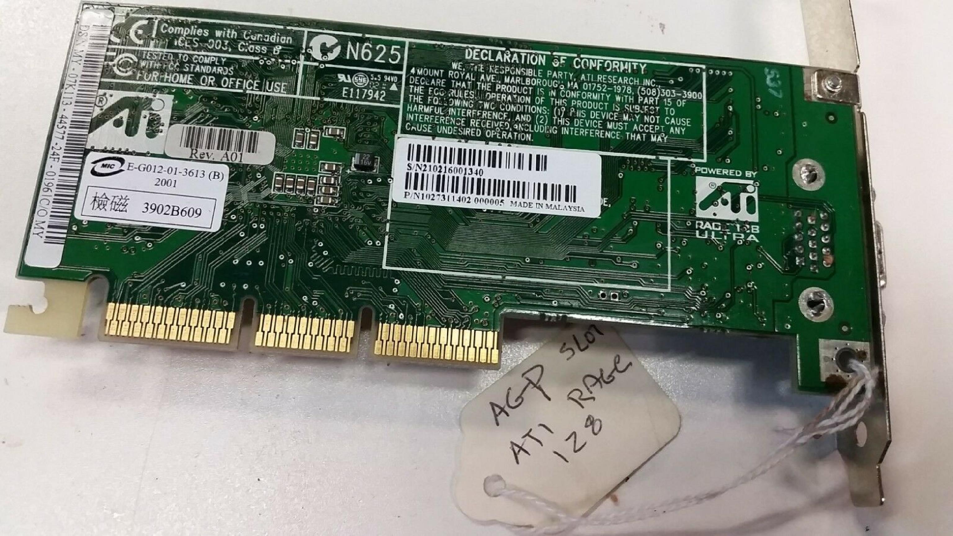 ATI E-G012-01-3613 RAGE 128 ULTRA 16MB AGP VIDEO CARD N625 5065