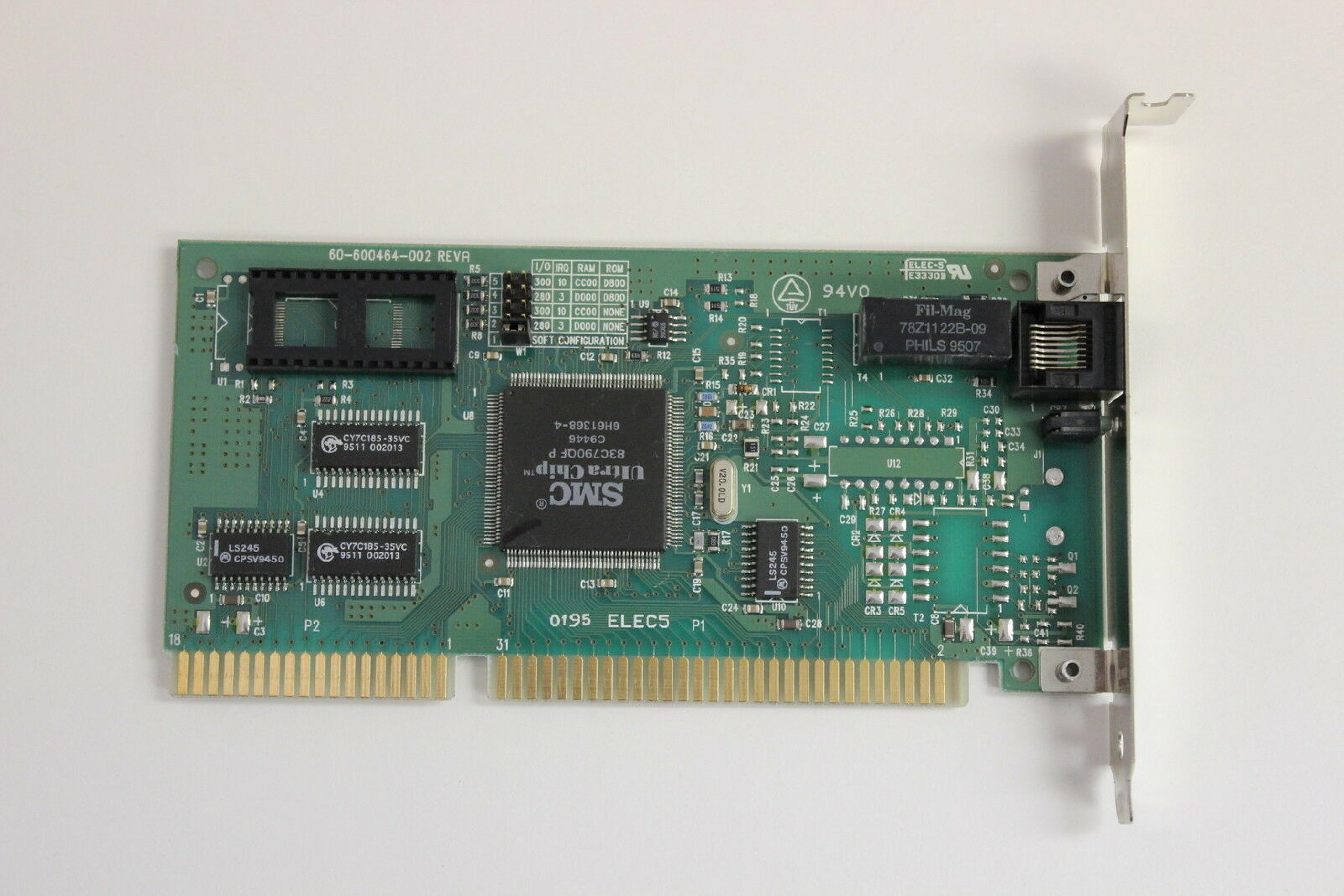 SMC / STANDARD MICROSYSTEMS CORPORATION 61-600526-004 ULTRACHIP ISA ETHERNET CARD 10BT NIC 60-600464-002