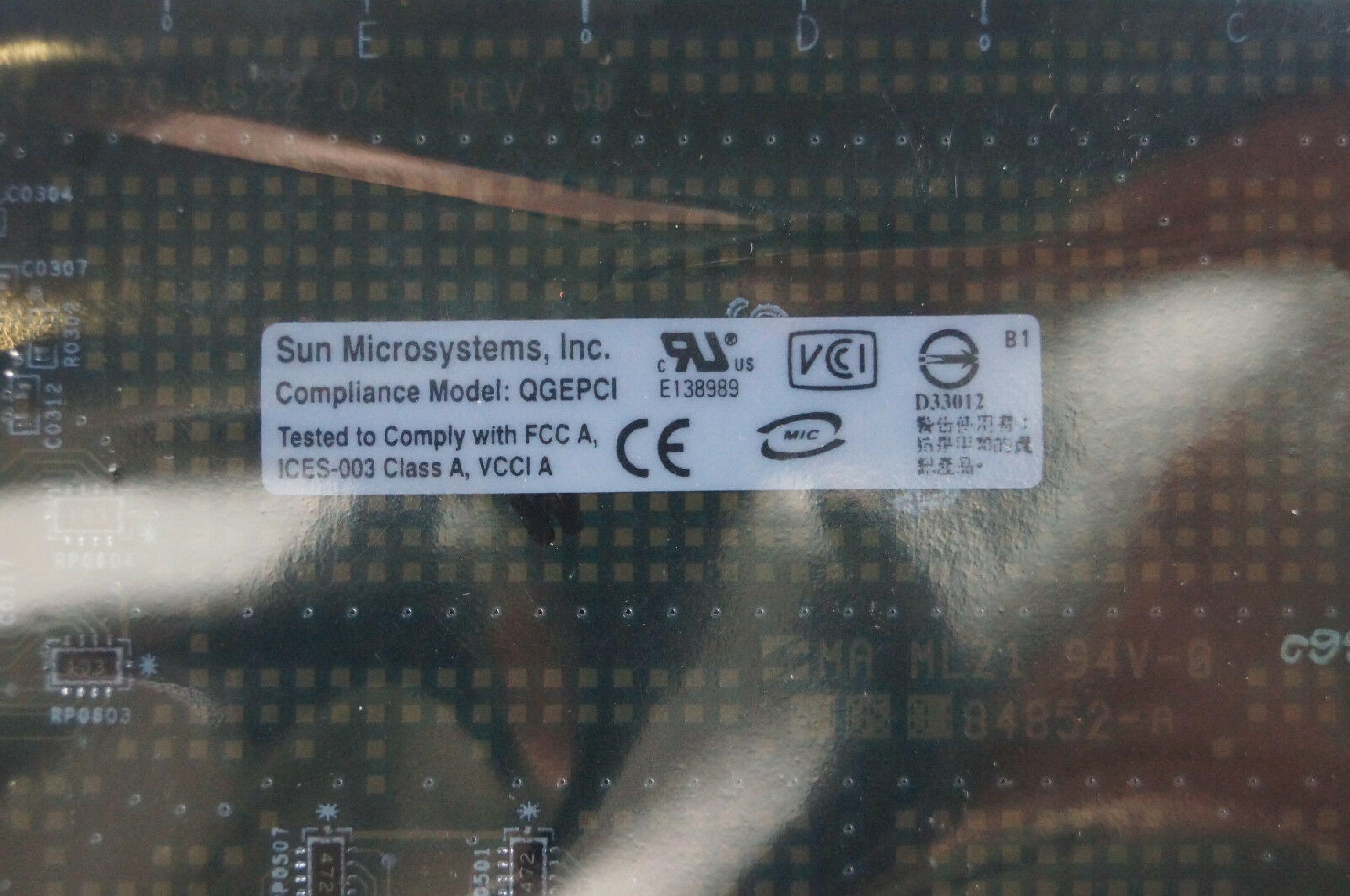 SUN MICROSYSTEMS 501-6522-08 QUAD GIGASWIFT ETHERNET GIGABIT ADAPTER, MODEL: X4444A, P/N: 501-6522-08