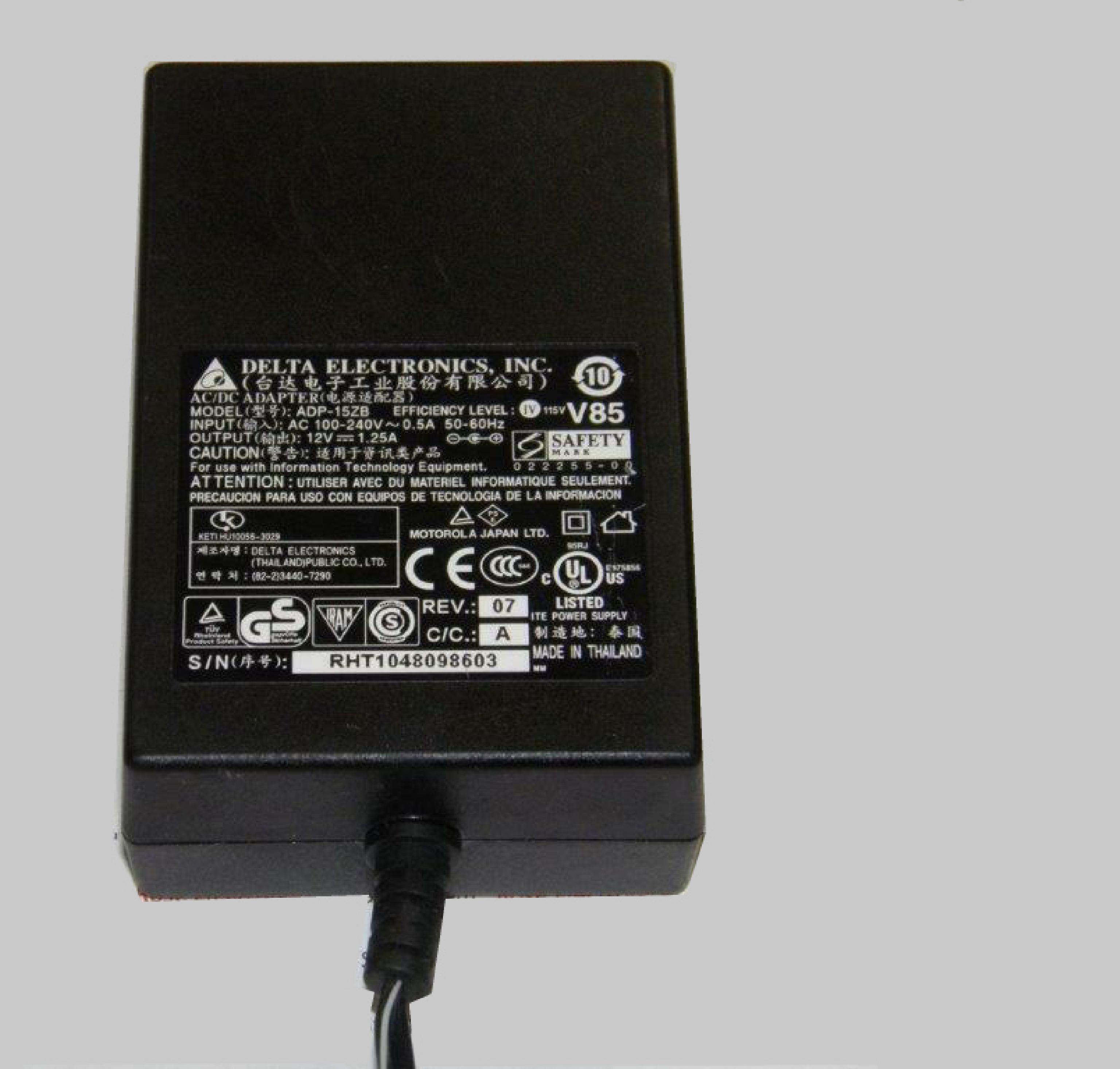 DELTA ELECTRONICS INC ADP-15ZB ADP-15ZB AC POWER SUPPLY CHARGER ADAPTER
