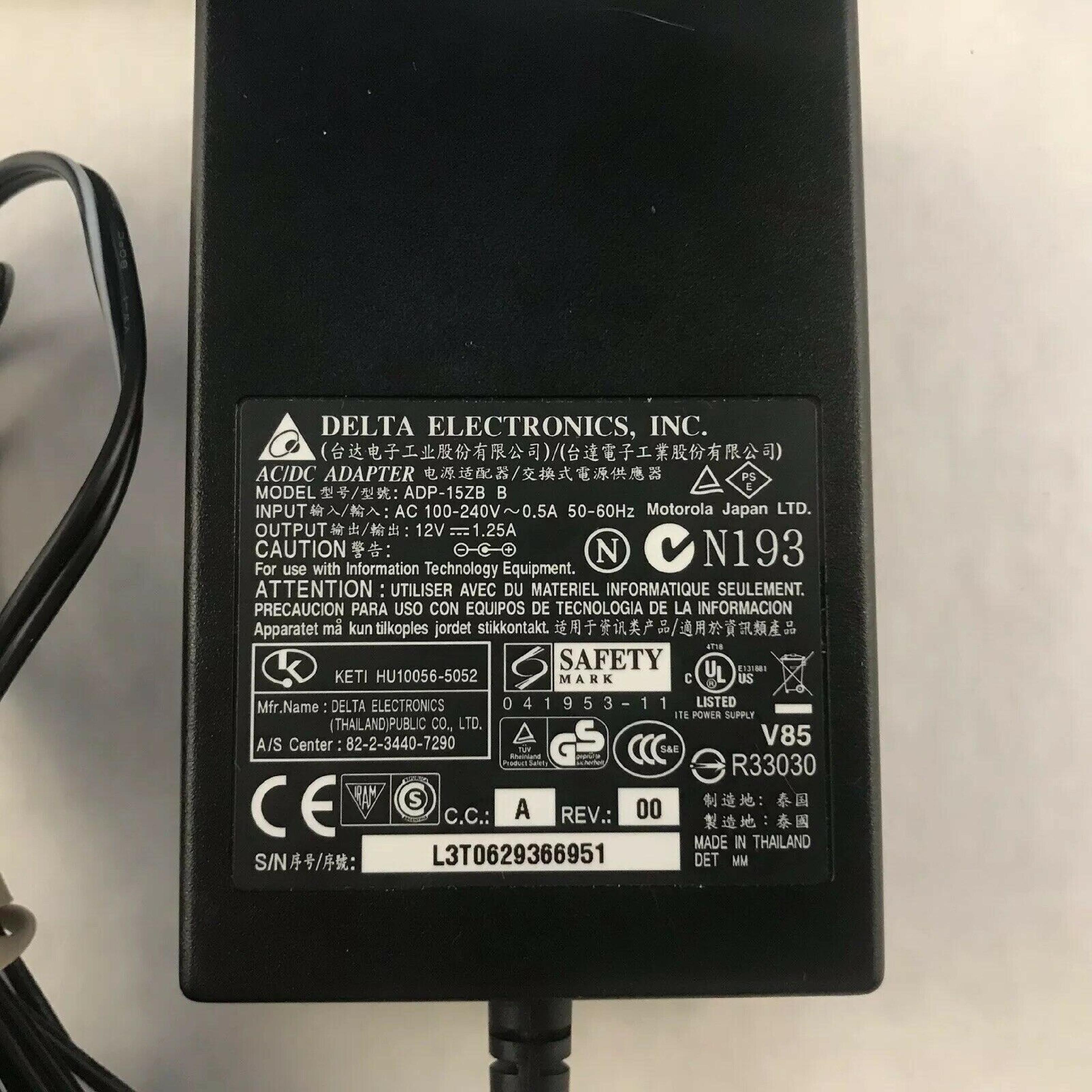 DELTA ELECTRONICS INC ADP-15ZB ADP-15ZB AC POWER SUPPLY CHARGER ADAPTER