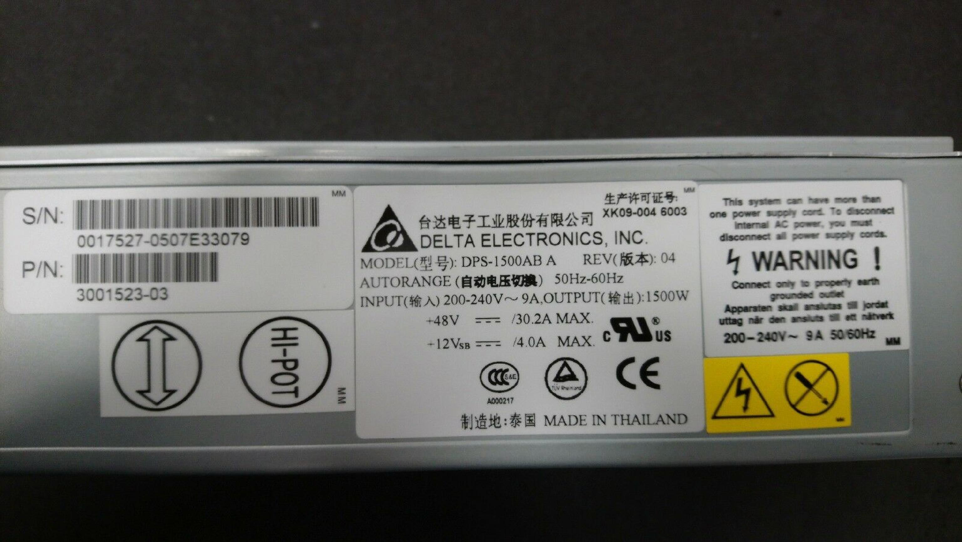 SUN MICROSYSTEMS DPS-1500AB A POWER SUPPLY