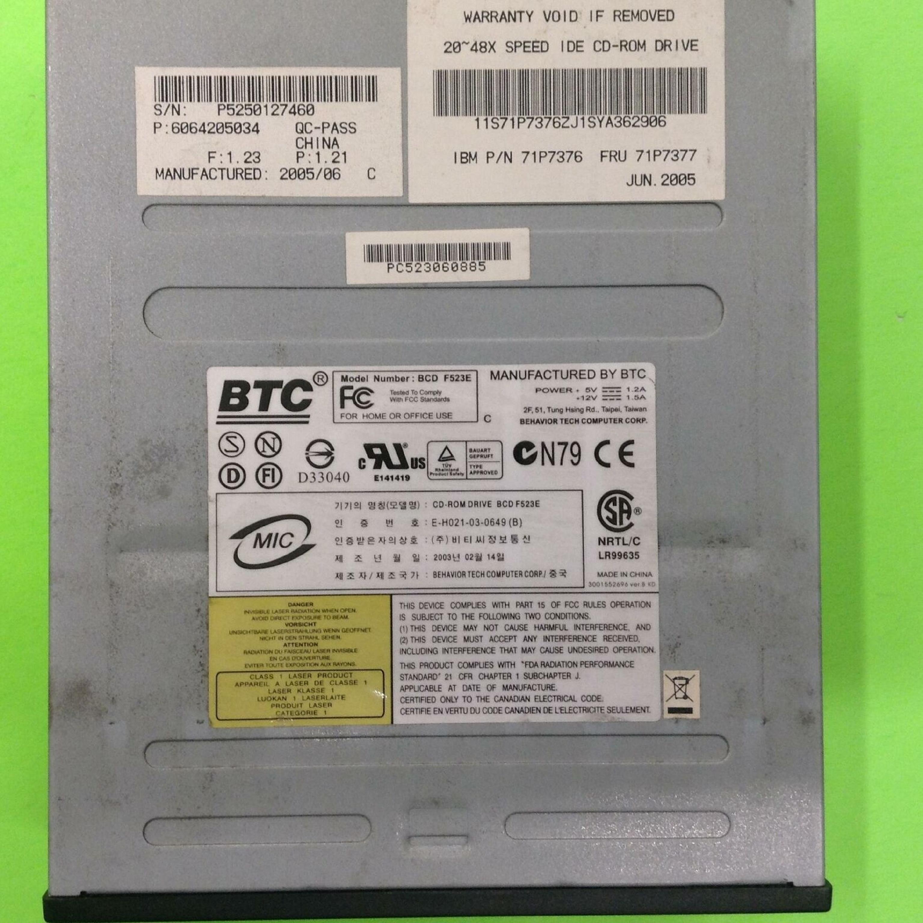 IBM 71P7376 BM 48X CDROM DRIVE BLACK MFR P/N 71P7376