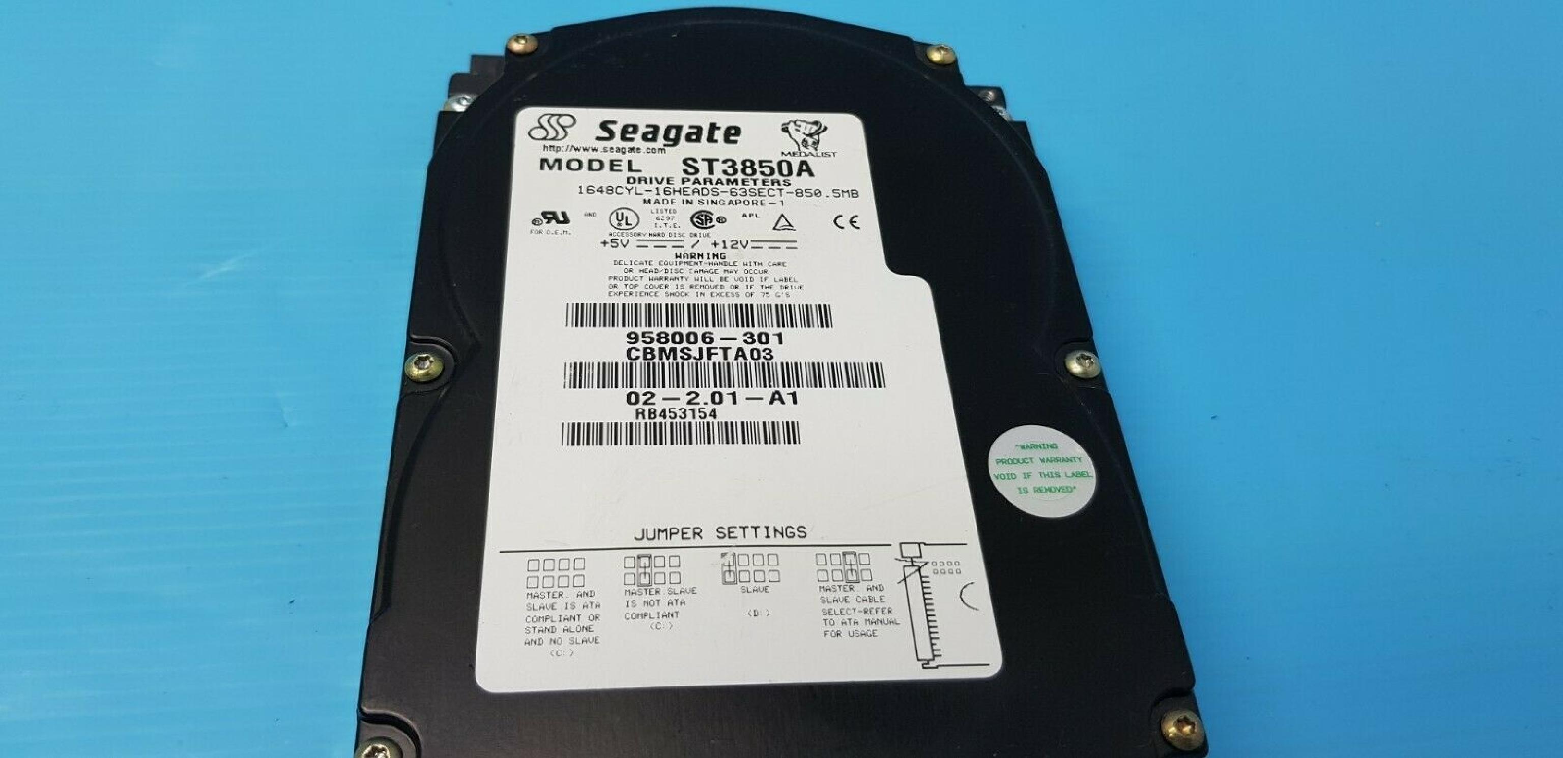 SEAGATE ST3850A MEDALIST 850XE 830 MB,3800 RPM (ST3850A) HARD DRIVE