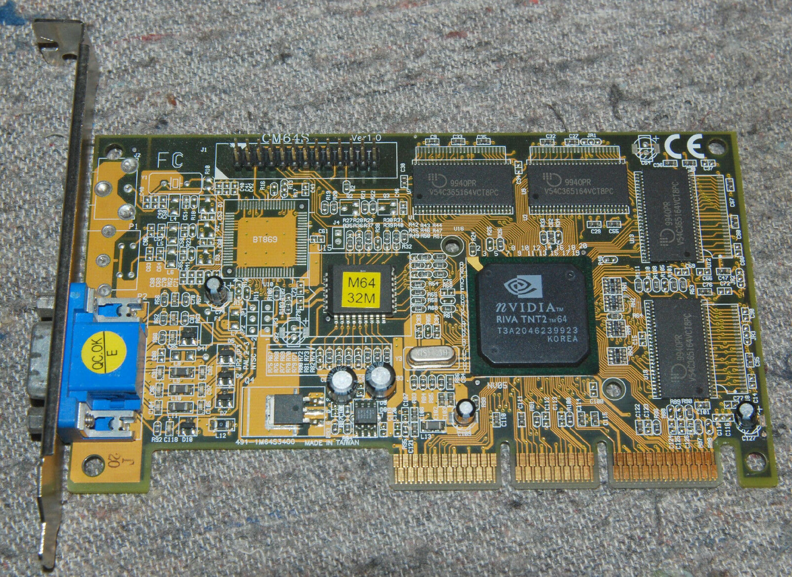 NVIDIA CM64S CORP CM64S RIVA TNT2 32MB AGP SILENT VIDEO CARD C