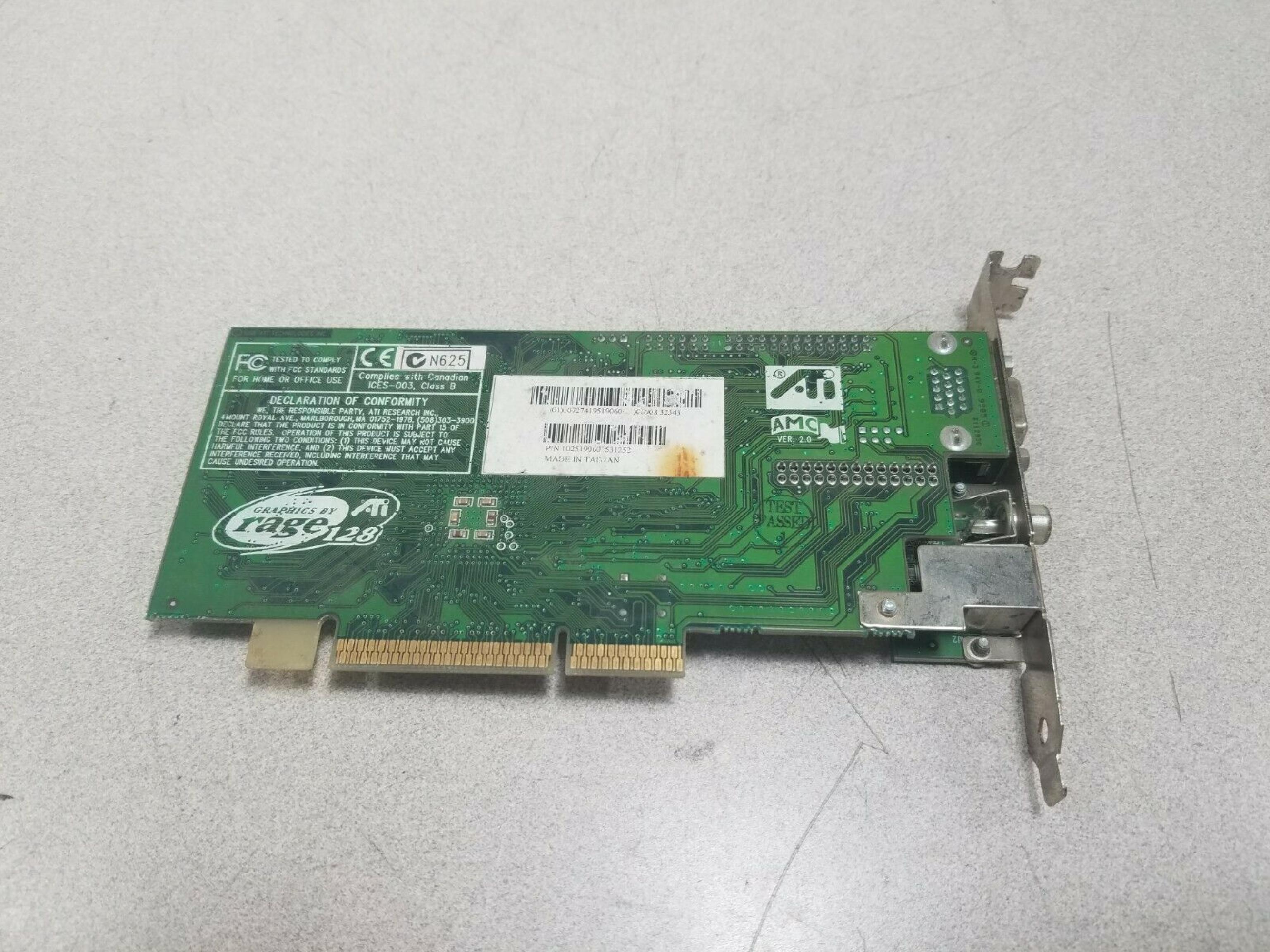 ATI 1025350200 TECHNOLOGIES 1025350200-019016 RAGE 128 32MB VGA TV-OUT AMC NTSC