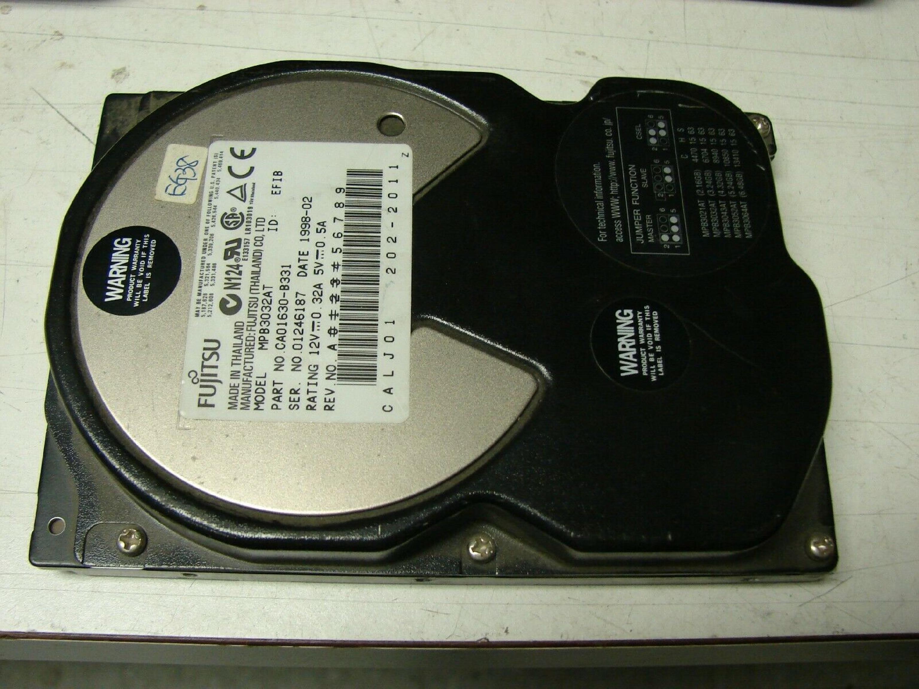 FUJITSU MPB3032AT 3.2 GB,INTERNAL,5400 RPM,3.5INCH HARD DRIVE