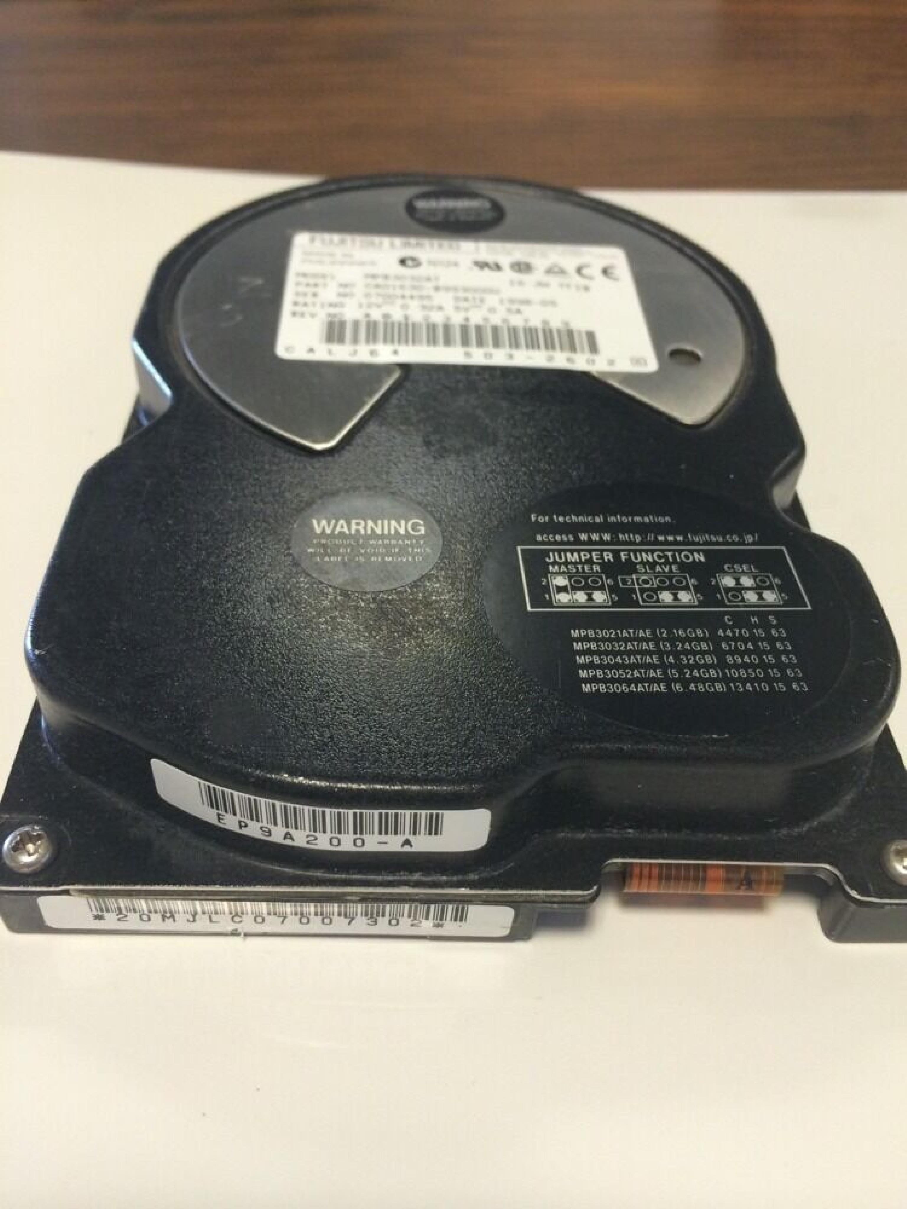 FUJITSU MPB3032AT 3.2 GB,INTERNAL,5400 RPM,3.5INCH HARD DRIVE