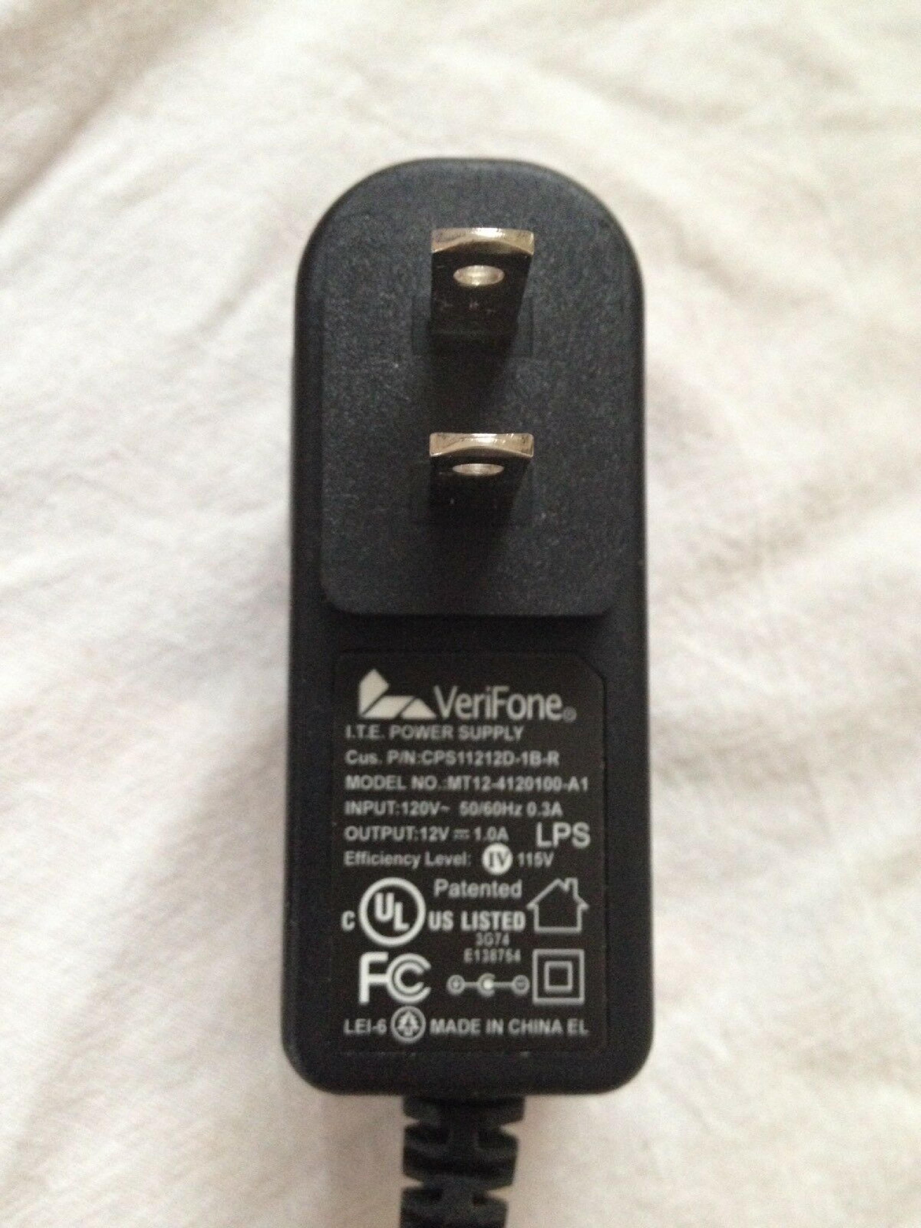 VERIFONE MT12-4120100-A1 AC ADAPTER 12V DC 1.0A WITH BARREL CONNECTOR OD:5.5MM ID:2.25MM