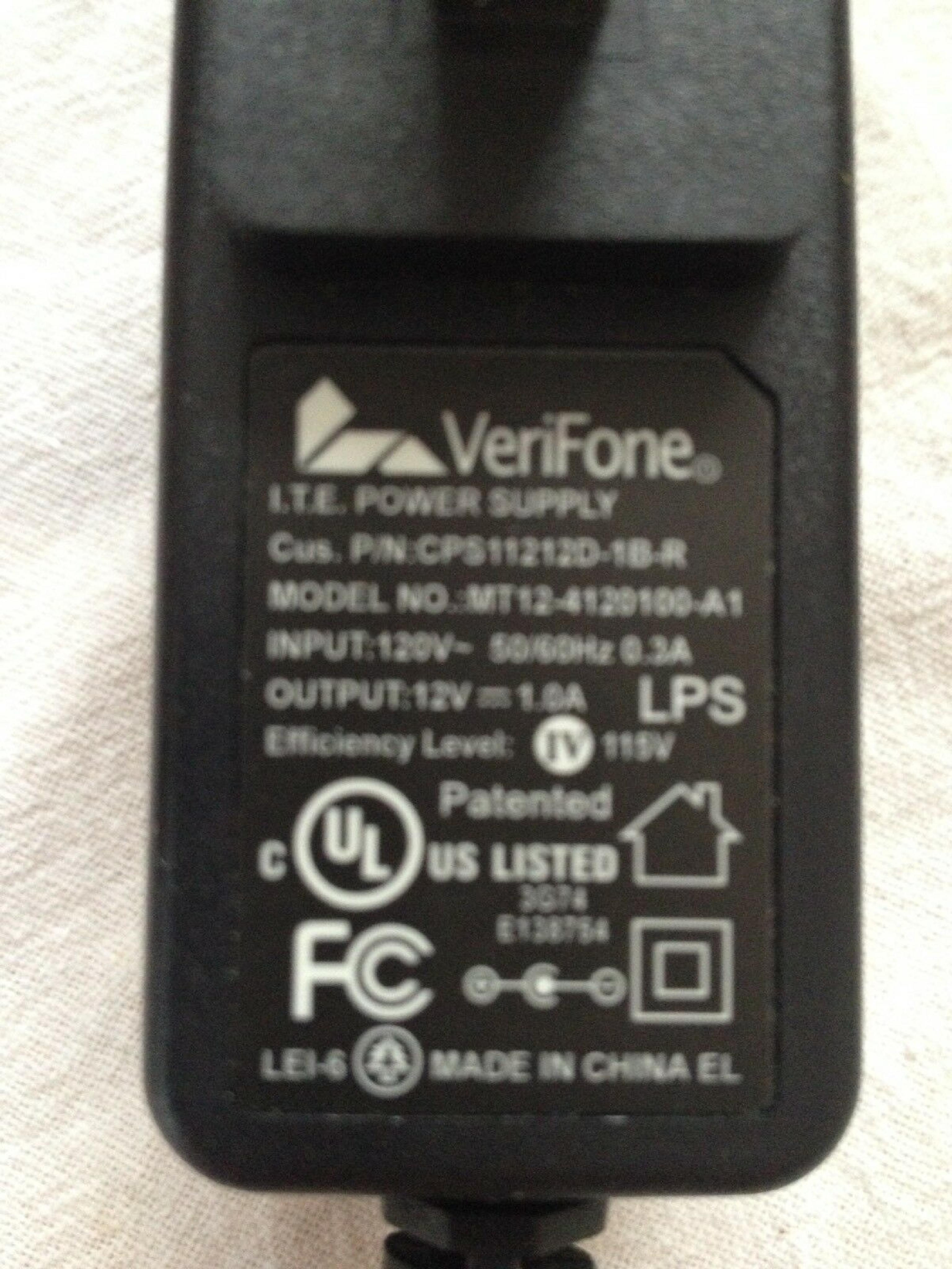 VERIFONE MT12-4120100-A1 AC ADAPTER 12V DC 1.0A WITH BARREL CONNECTOR OD:5.5MM ID:2.25MM