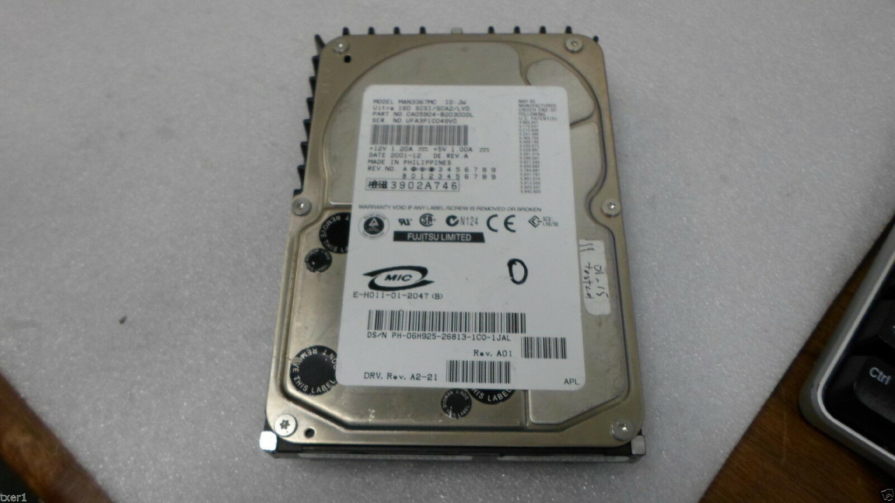 FUJITSU 06H925 36.7 GB INTERNAL HARD DRIVE ULTRA 160 10K RPM SCA2 LVD