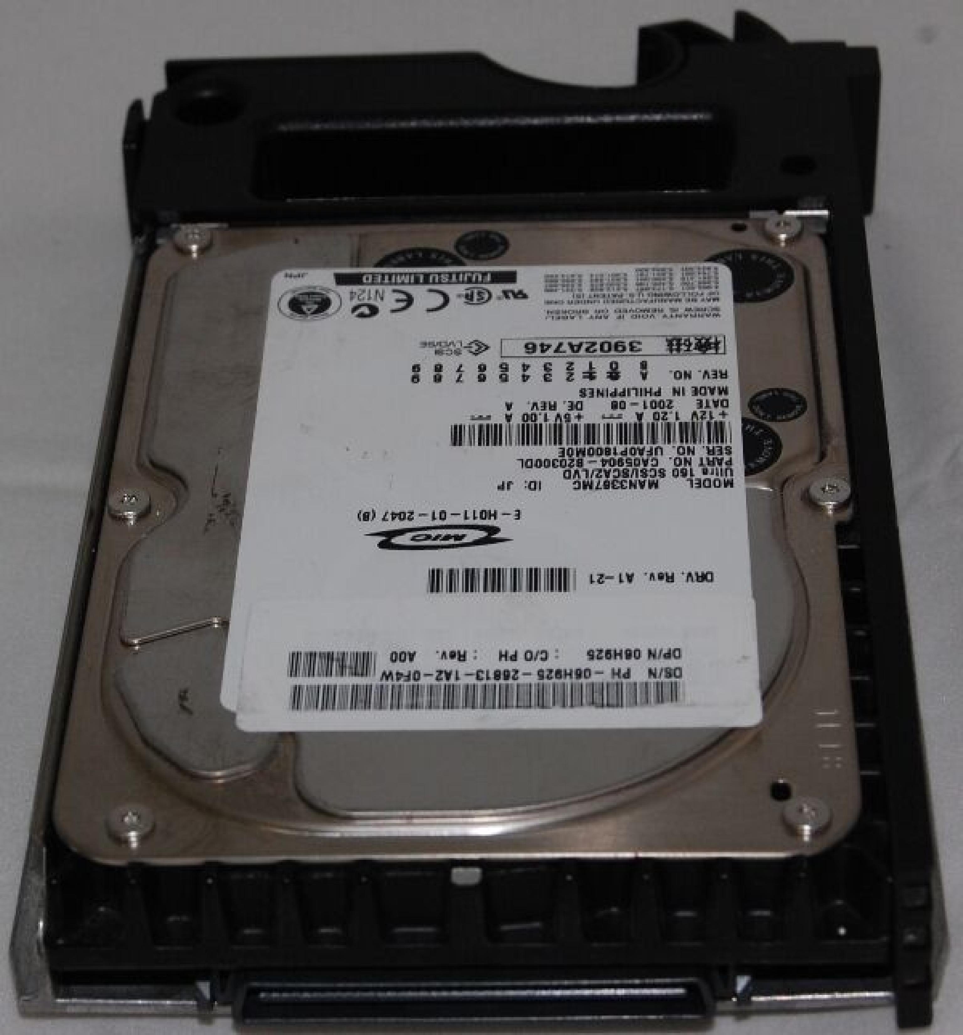 FUJITSU 06H925 36.7 GB INTERNAL HARD DRIVE ULTRA 160 10K RPM SCA2 LVD