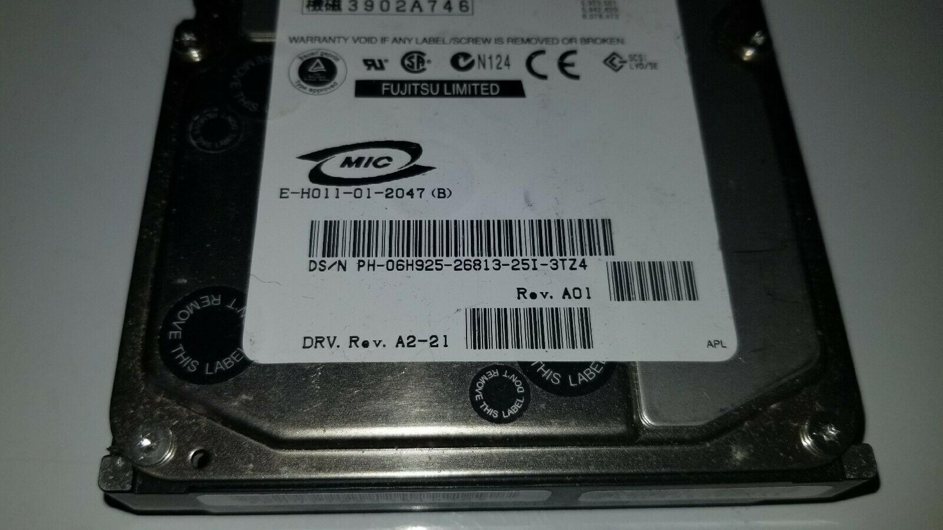 FUJITSU CA05904-B20300DL 36.7 GB INTERNAL HARD DRIVE ULTRA 160 10K RPM SCA2 LVD