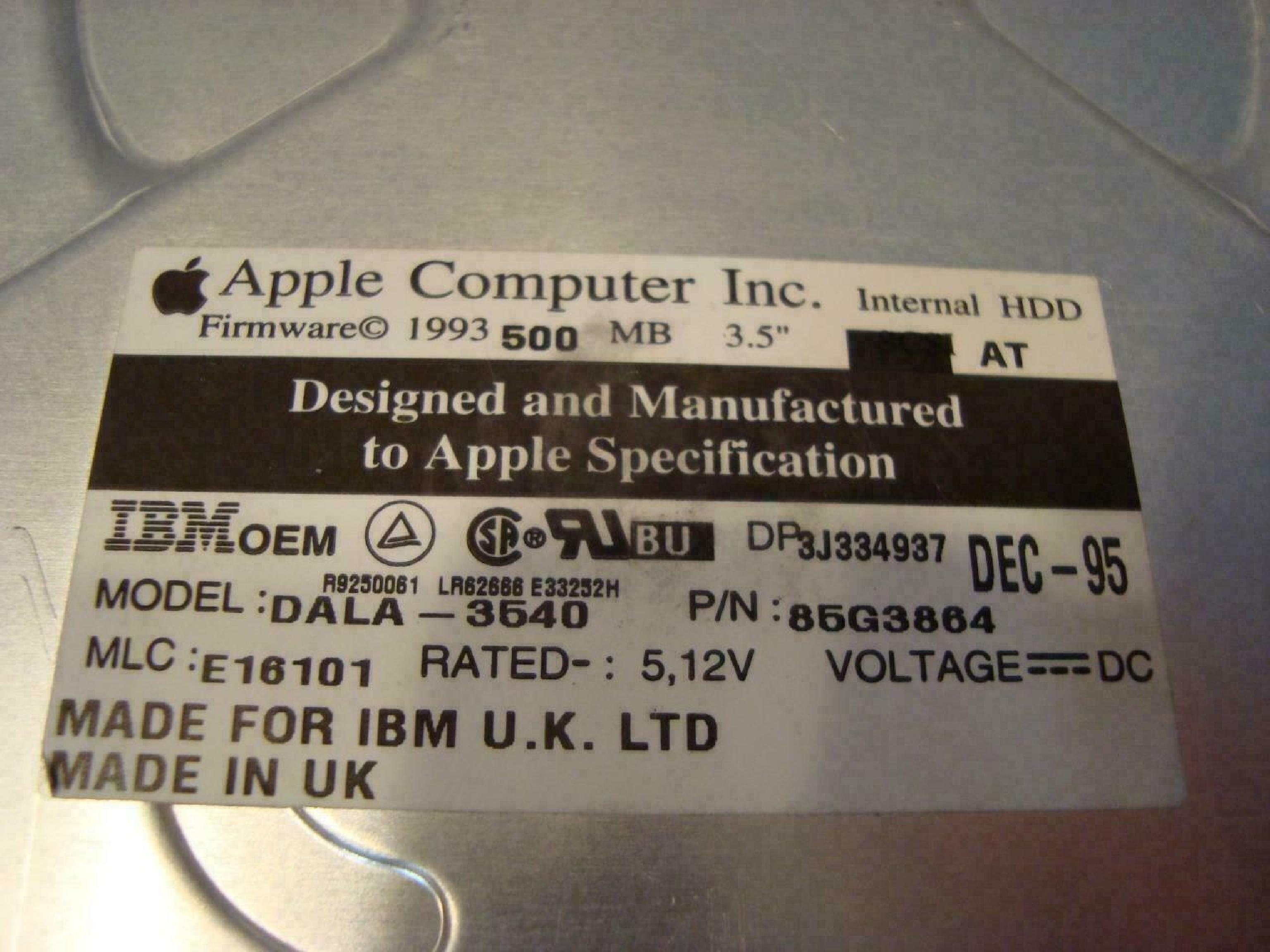 IBM DALA-3540 540MB IDE 3.5INCHES