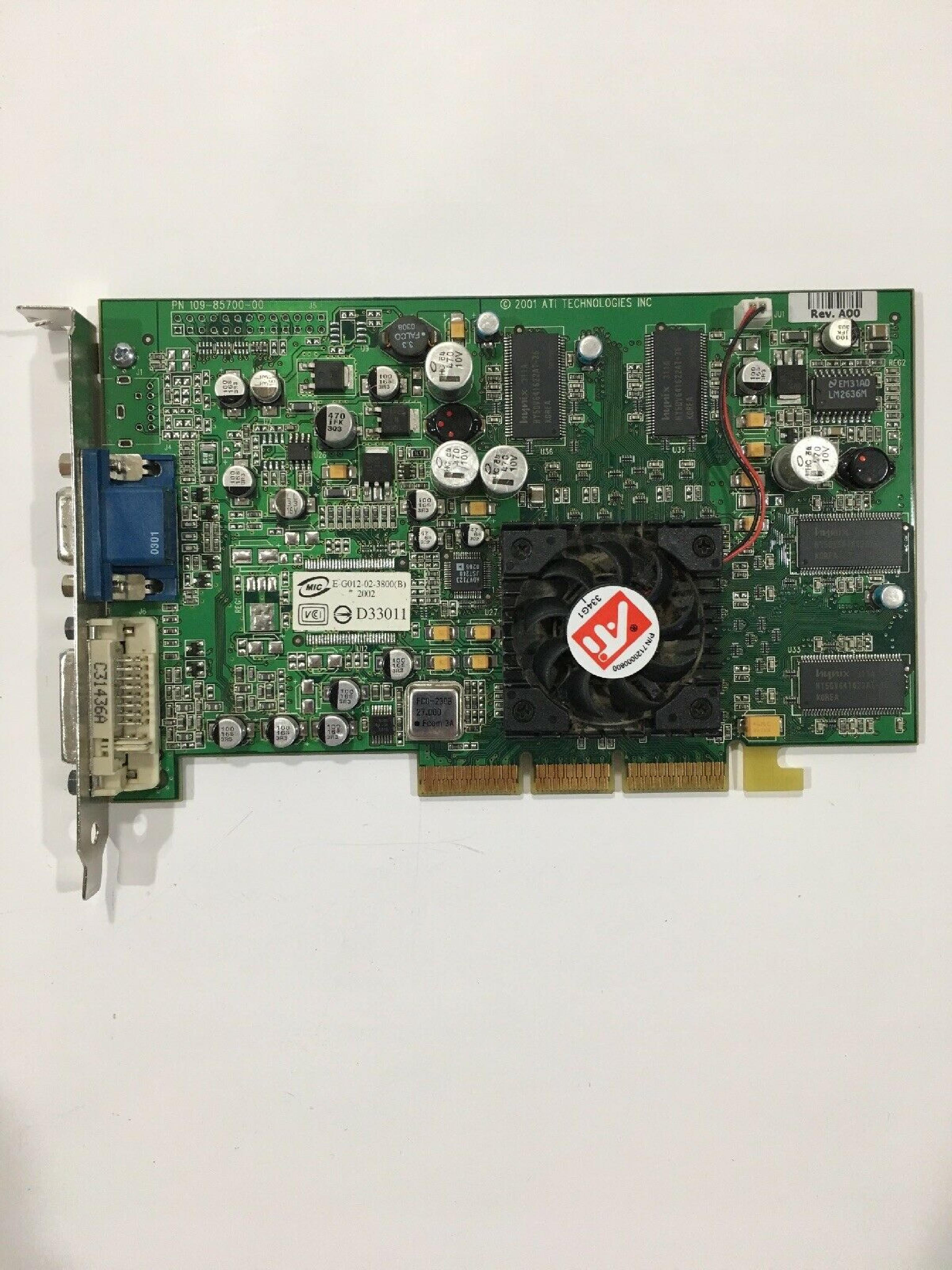 ATI 109-85700-00 64MB AGP RADEON 8500LE VIDEO CARD WITH VGA AND DVI OUTPUTS