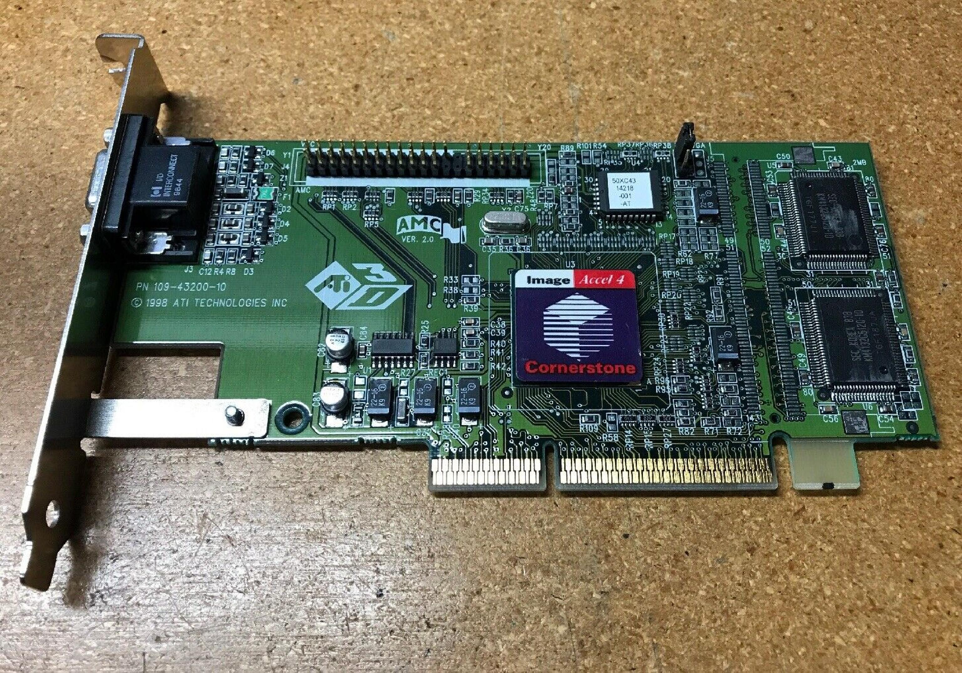 ATI 109-43200-10 AGP VIDEO CARD 4MB 8MB WITH VGA OUTPUT RAGE PRO PORT