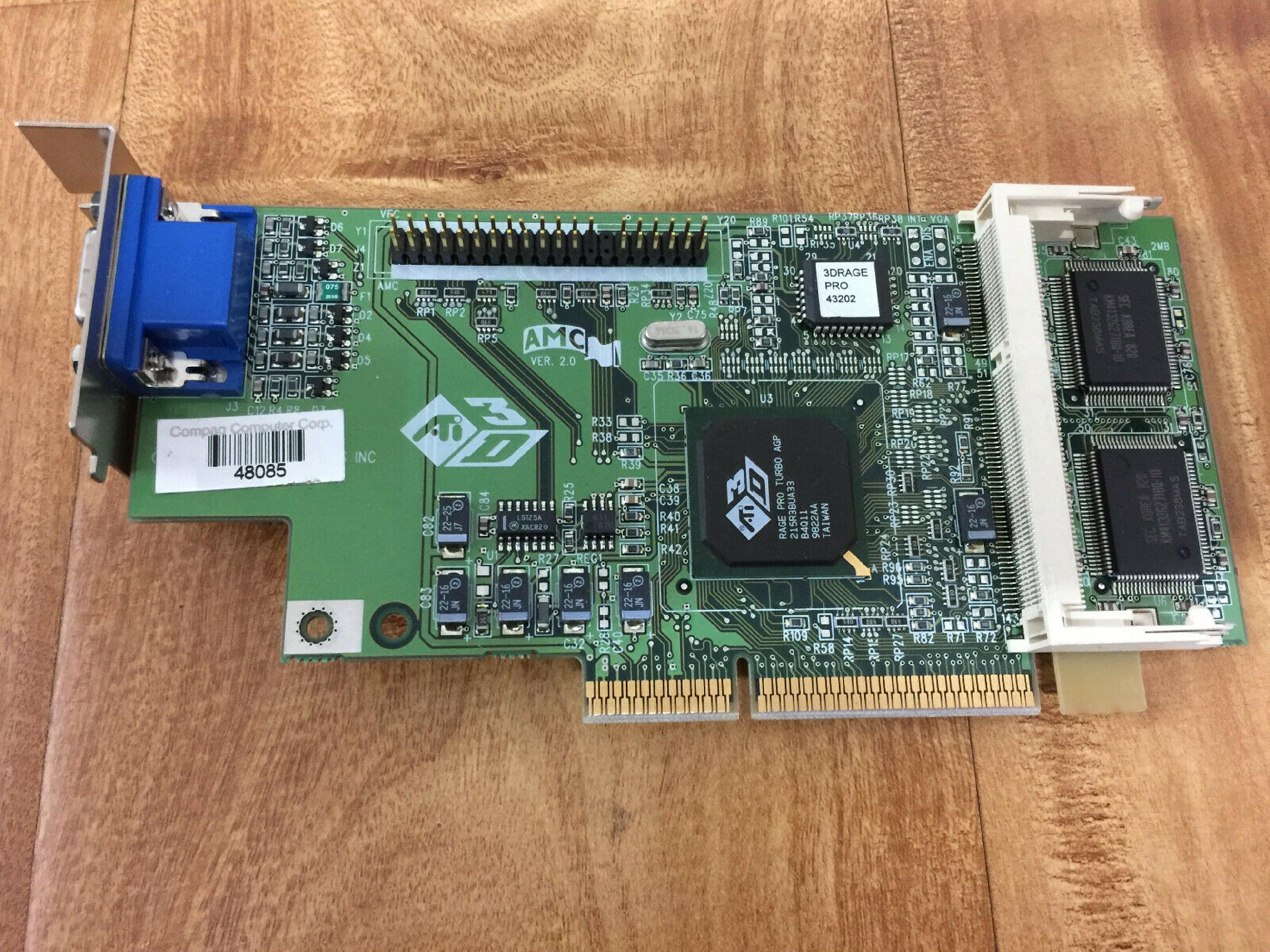 COMPAQ / HEWLETT PACKARD / HP / ATI / AMC 334170-001 4MB AGP VIDEO CARD 8MB WITH VGA OUTPUT 3D RAGE PRO TURBO