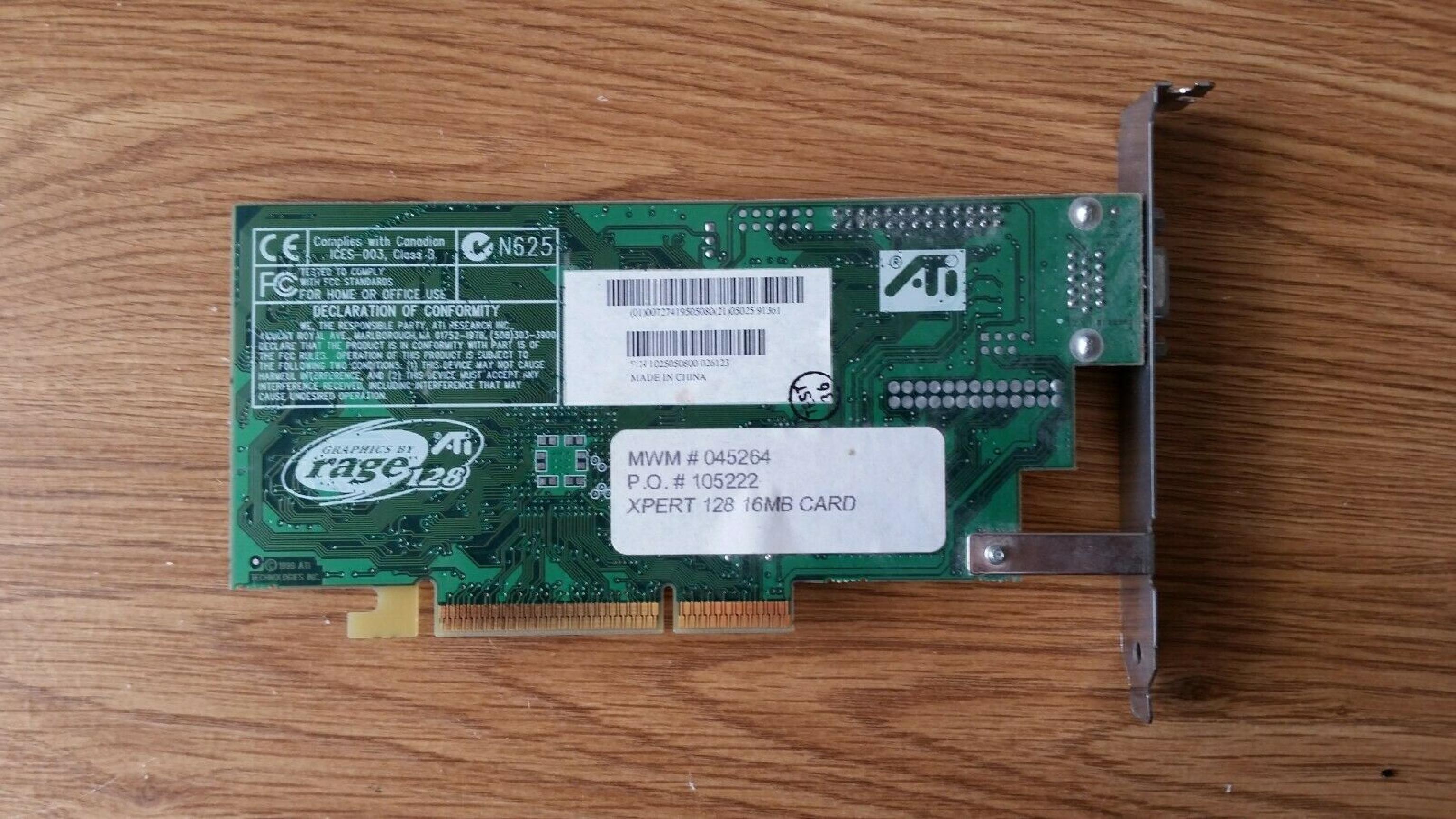ATI 109-50500-00 16MB 2X AGP VIDEO CARD