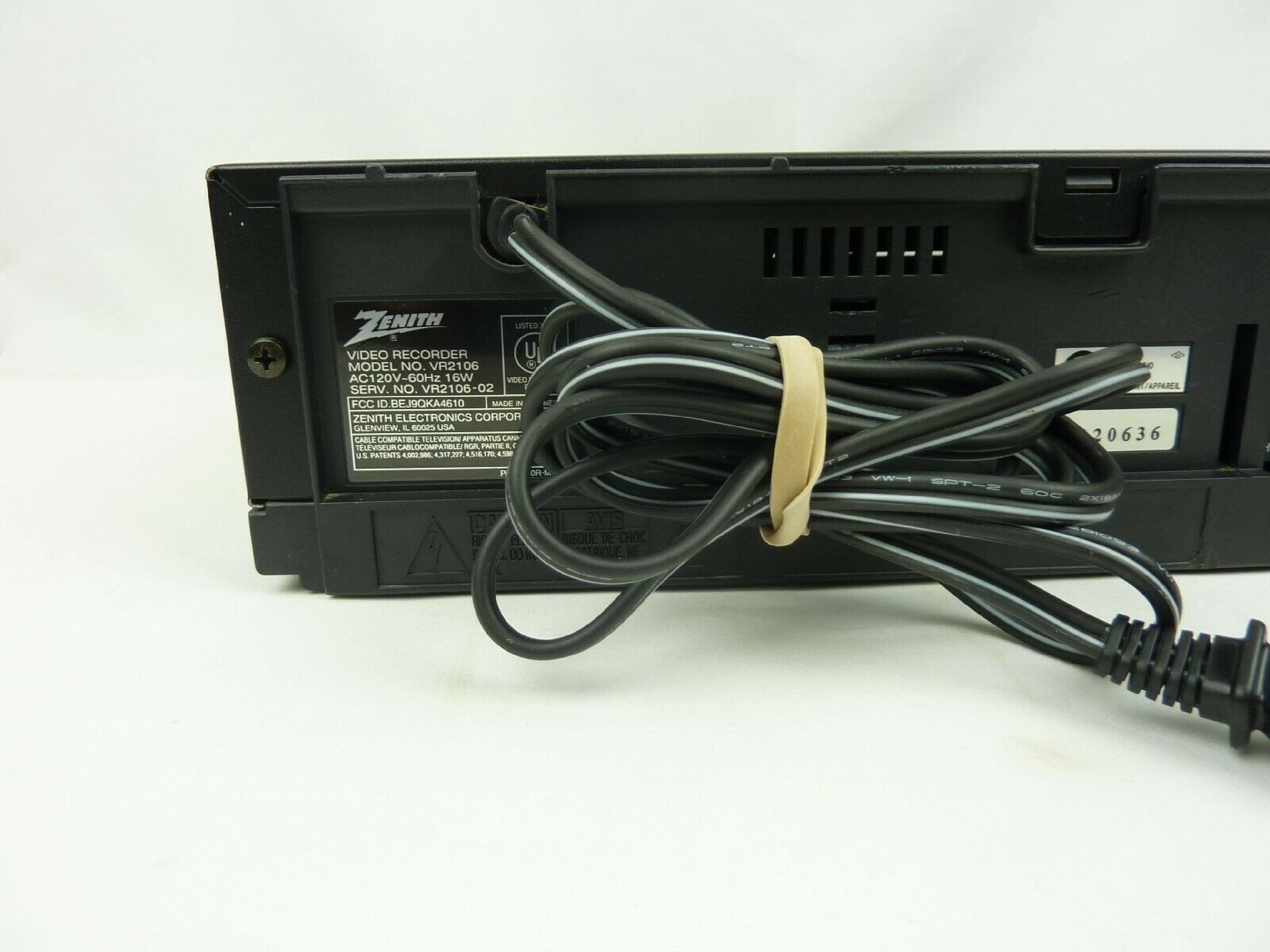 ZENITH DATA SYSTEMS VR2106 4 HEAD, 8 EVENT/31 DAY, MTS/SAP, HI-FI, 181 CH, OSD, NO REMOTE