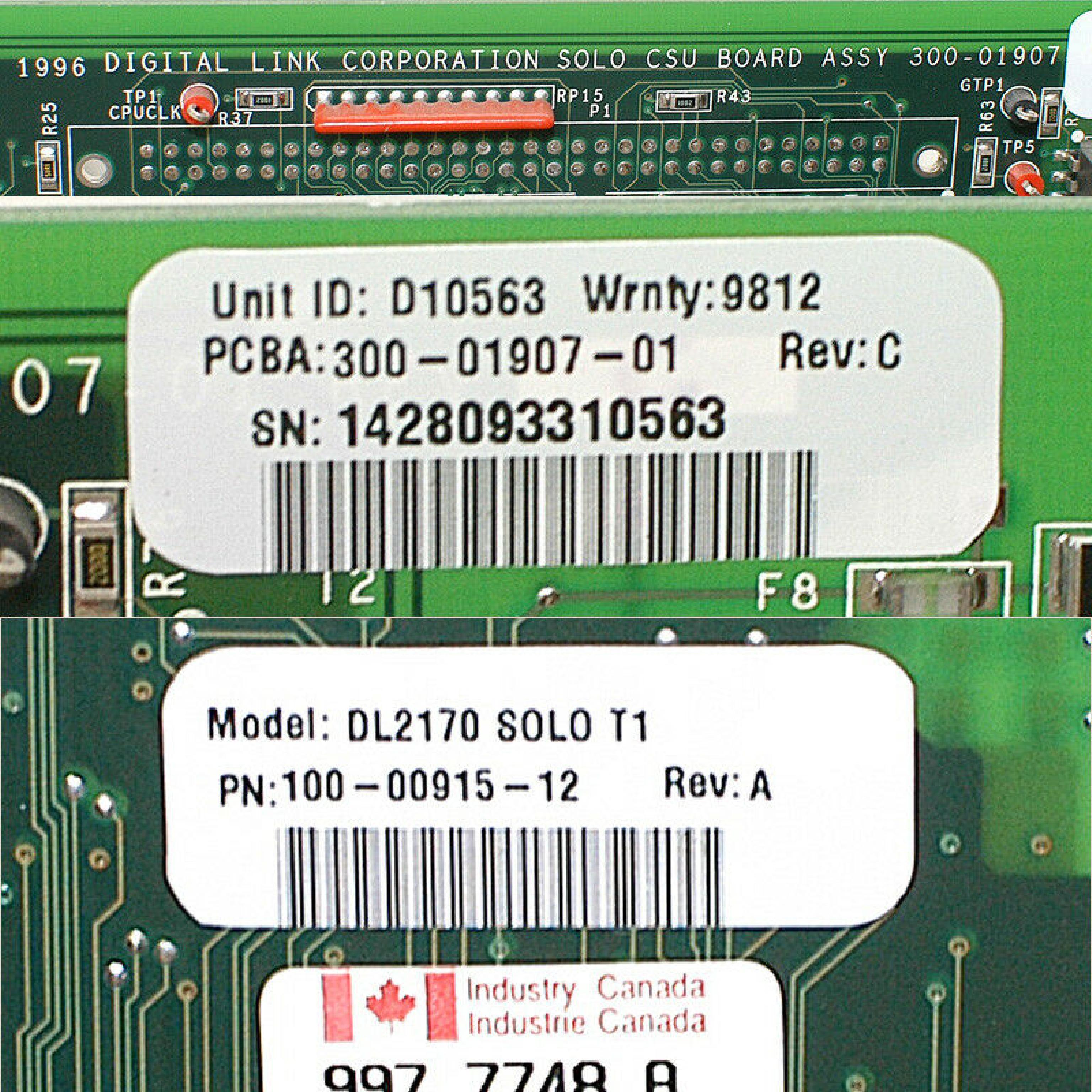 DIGITAL LINK 100-00915-12 DIGITAL LINK SOLO CSU BOARD ASSY SOLO ENCORE T1 SNMP CSU.