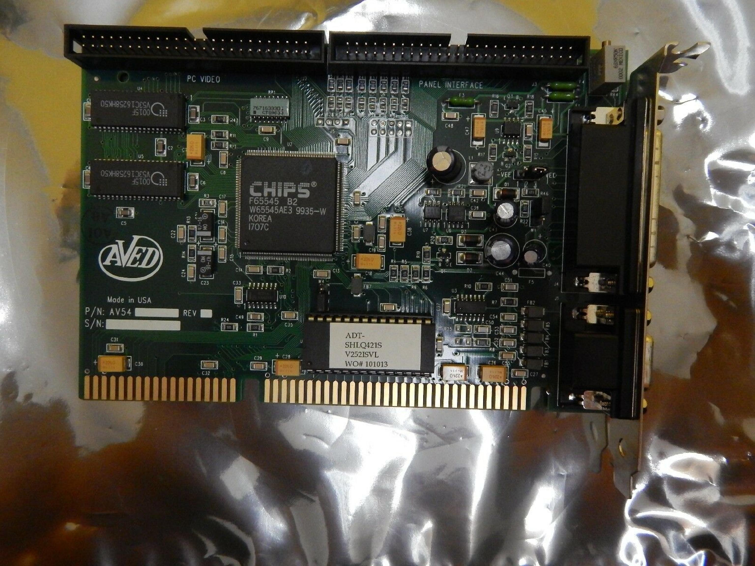 AVED AV54 ISA VGA CARD WITH PANEL INTERFACE