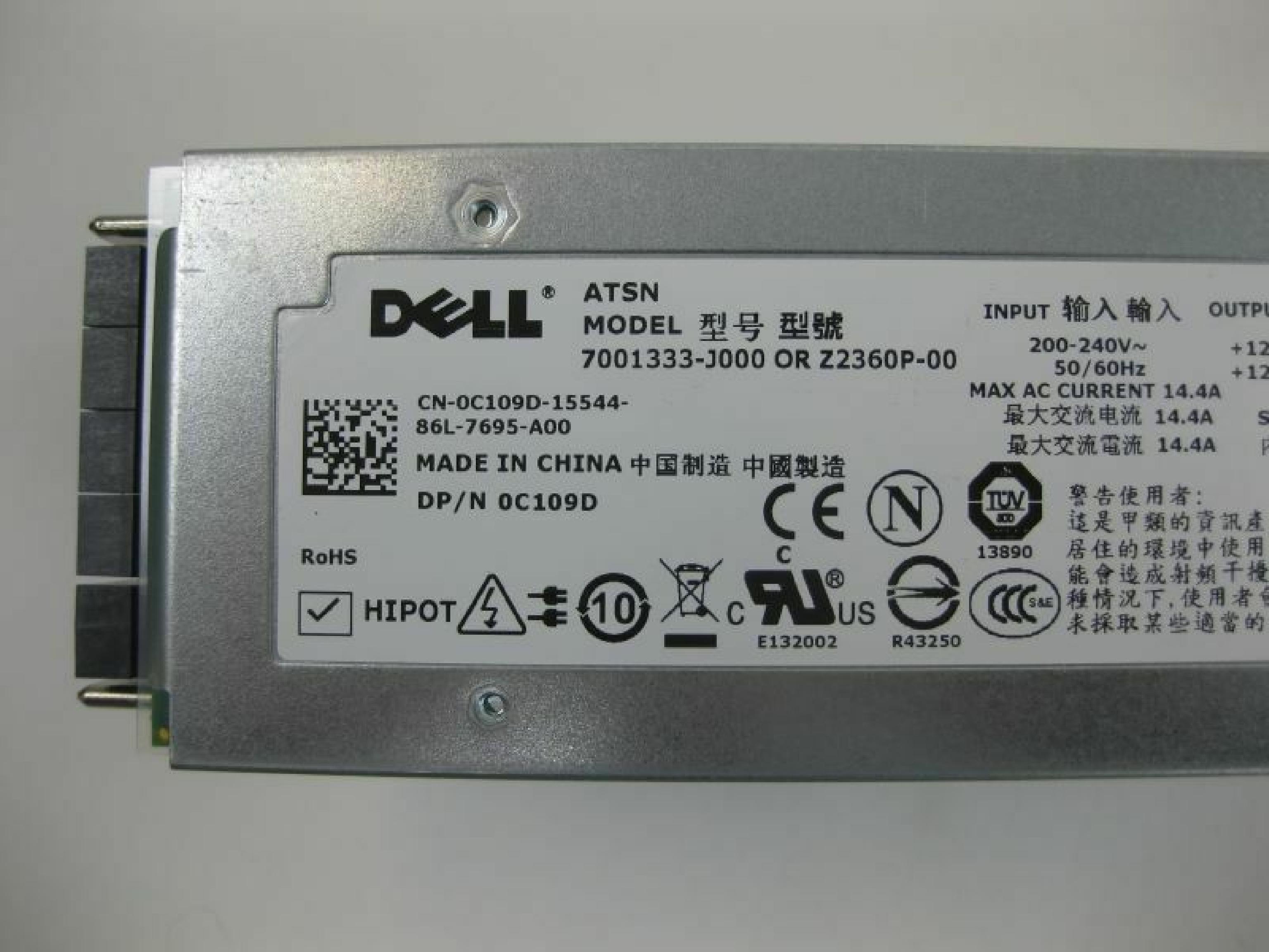 DELL 0C109D 760 WATT NOT TO EXCEED 2360WATT SPOWER SUPPLY