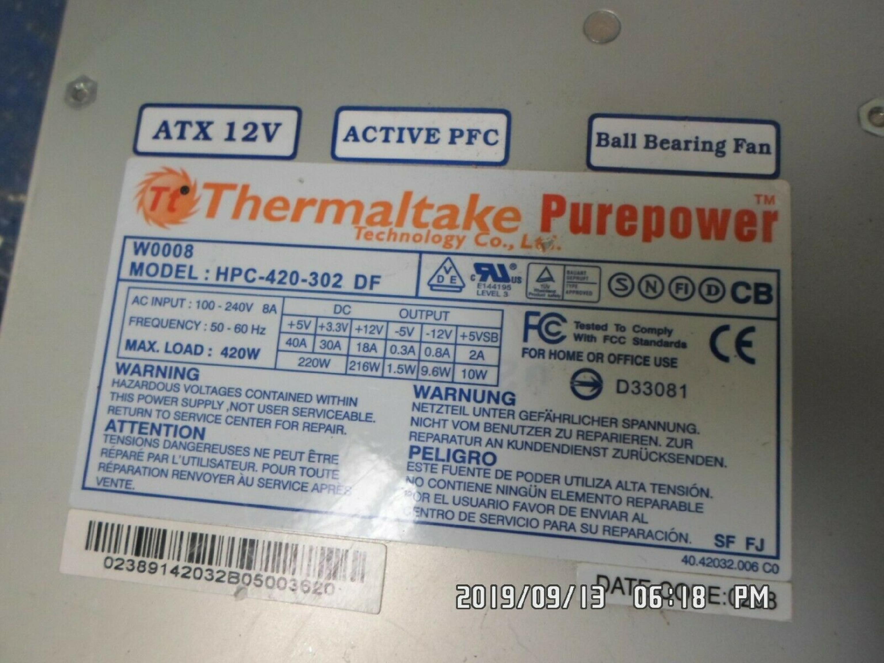 THERMALTAKE HPC-420-302 DF 220 POWER SUPPLY