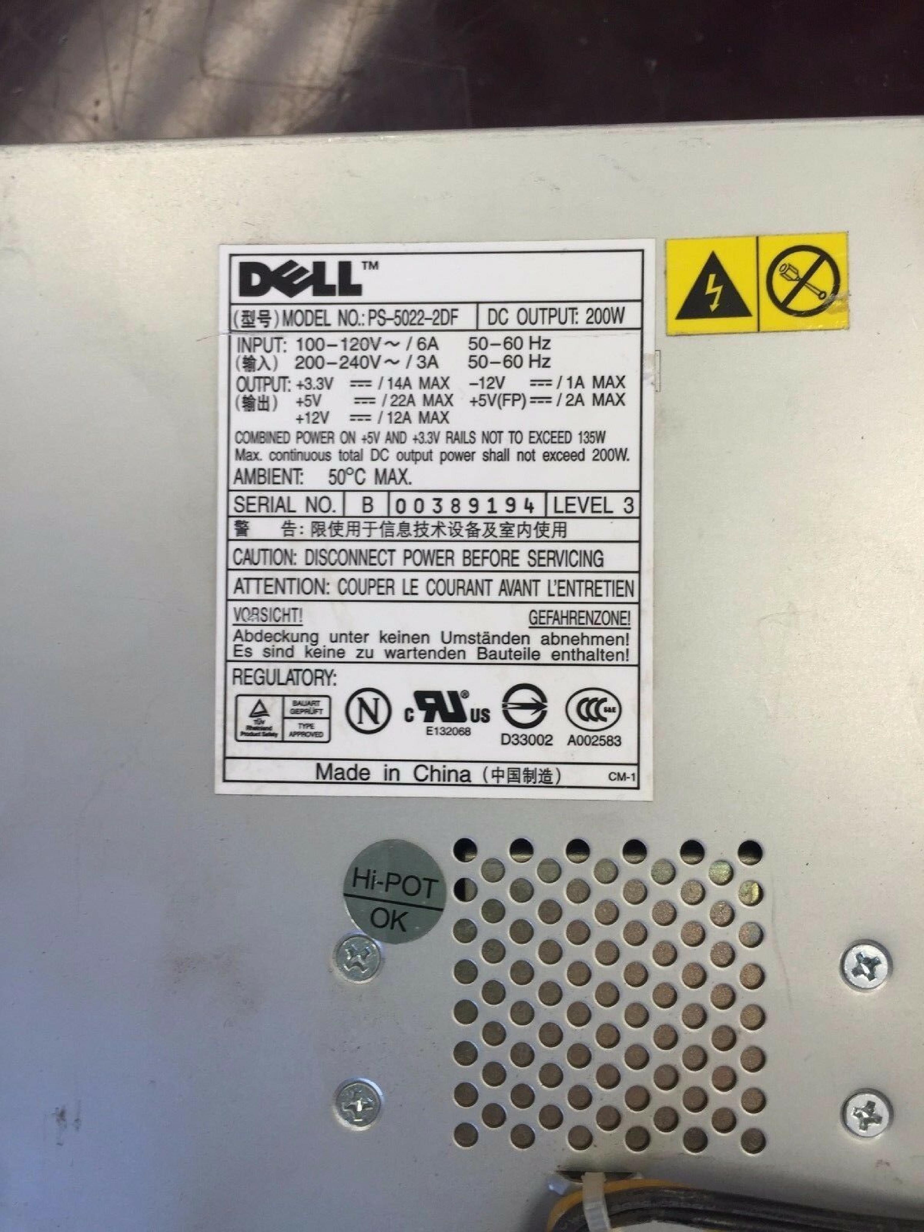 DELL PS-5022-2DF 200W POWER SUPPLY