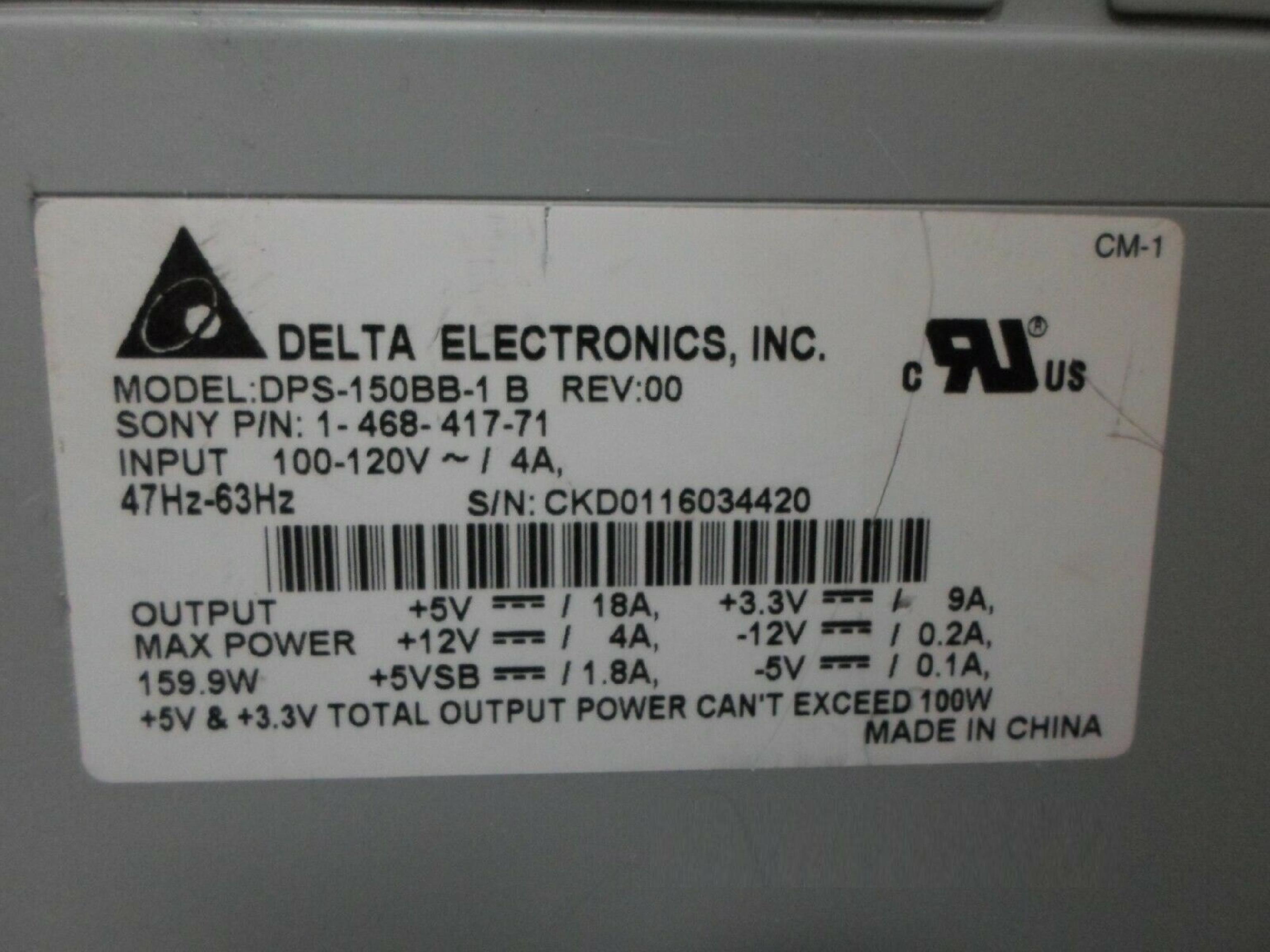 DELTA ELECTRONICS INC 1-468-417-71 SONY PCV-RX360DS POWER SUPPLY