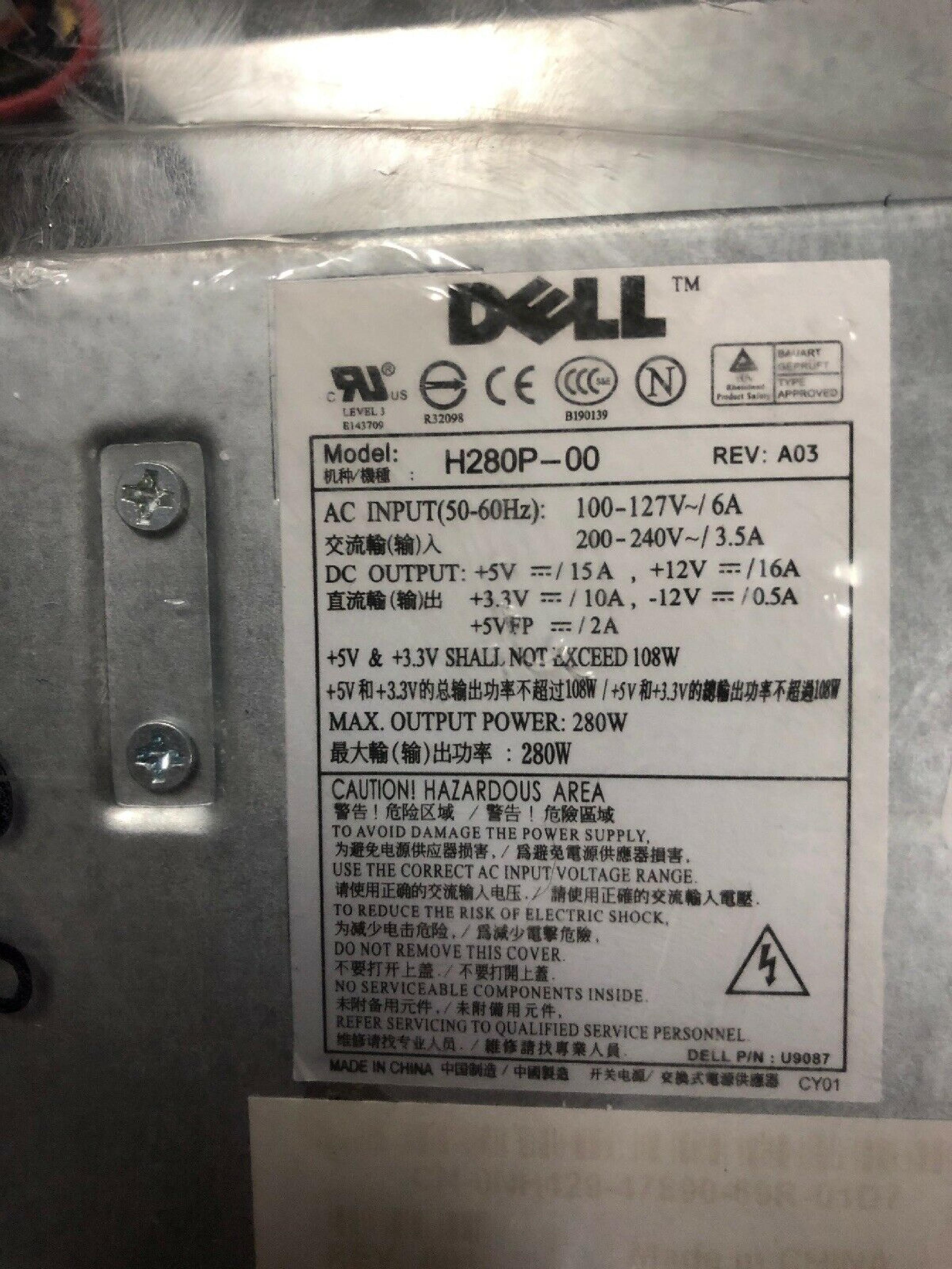 DELL H280P-00 280 WATT POWER SUPPLY