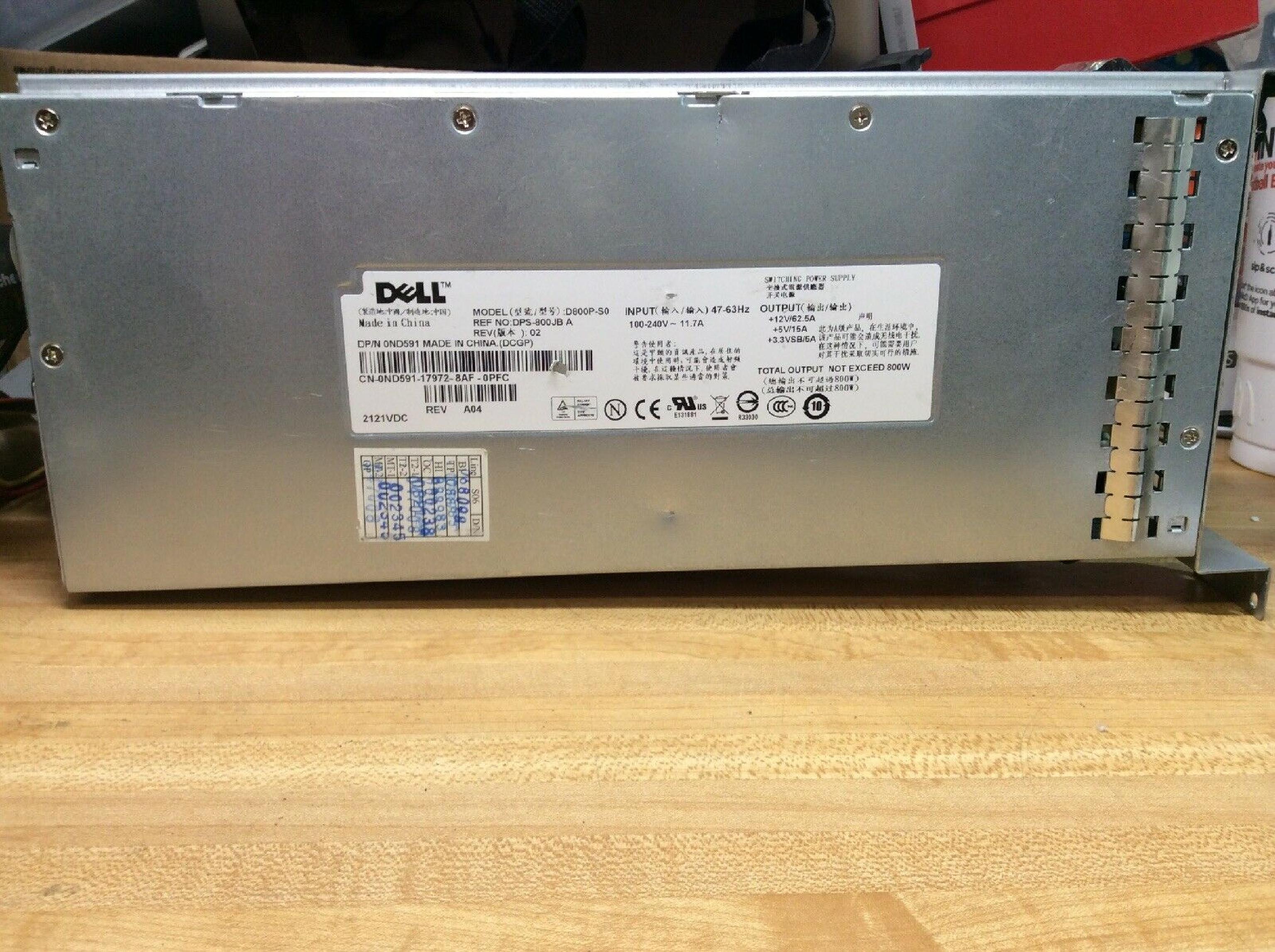 DELL 0ND591 POWER SUPPLY PULLED FROM PE1900