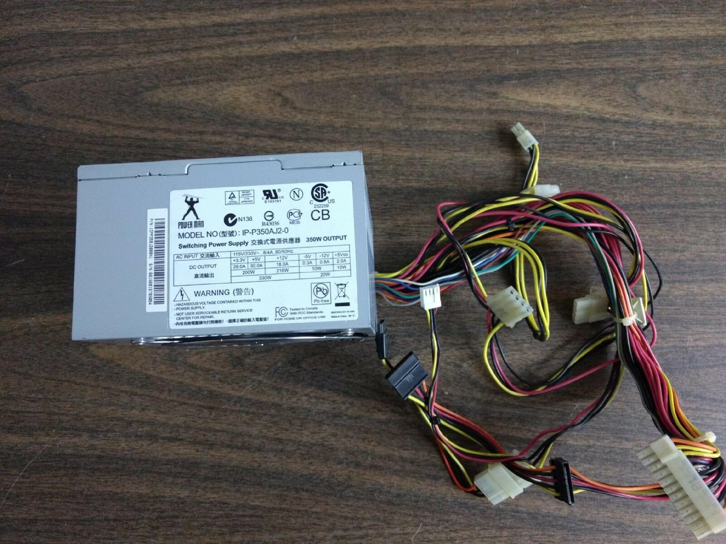 FSP GROUP / SPARKLE POWER INTL LTD / POWER MAN / YATE LOON / AOPEN / ACER IP-P350AJ2-0 350W 20 PIN ATX POWER SUPPLY