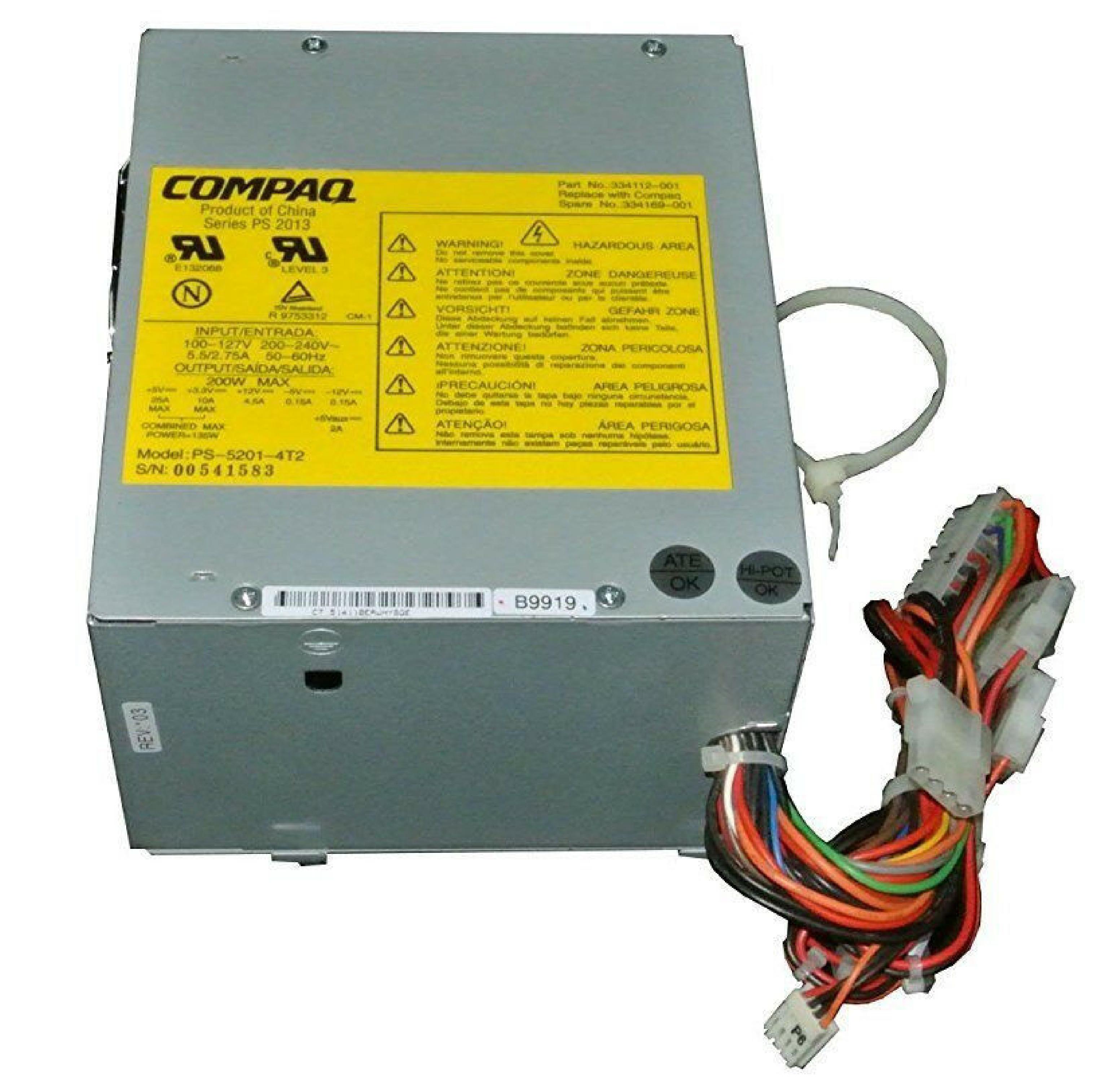 COMPAQ / HEWLETT PACKARD / HP PS2013 200W 20 PIN ATX POWER SUPPLY