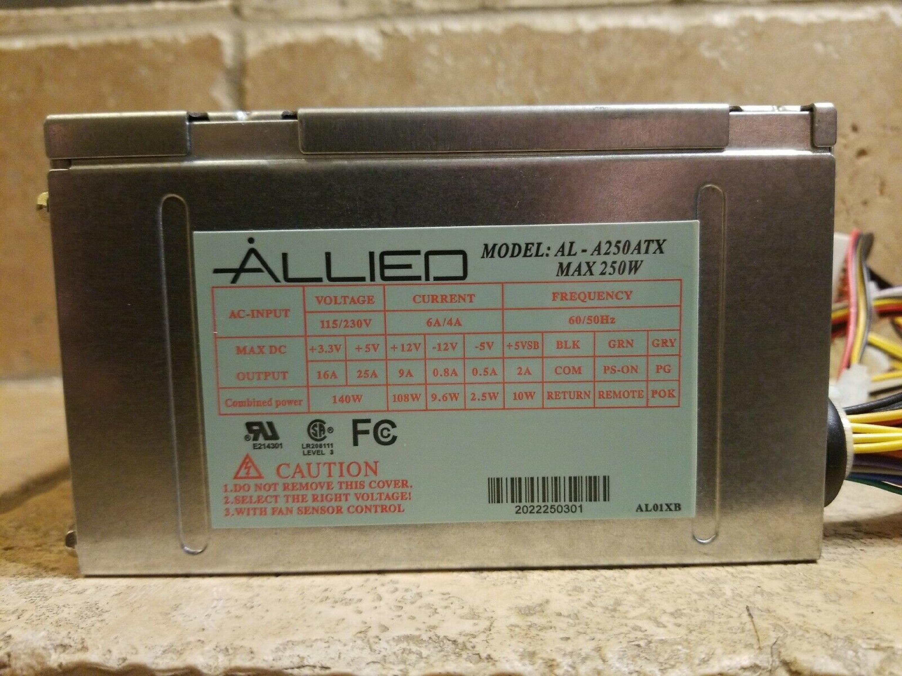 ALLIED AL-A250ATX 250W 20 PIN ATX POWER SUPPLY