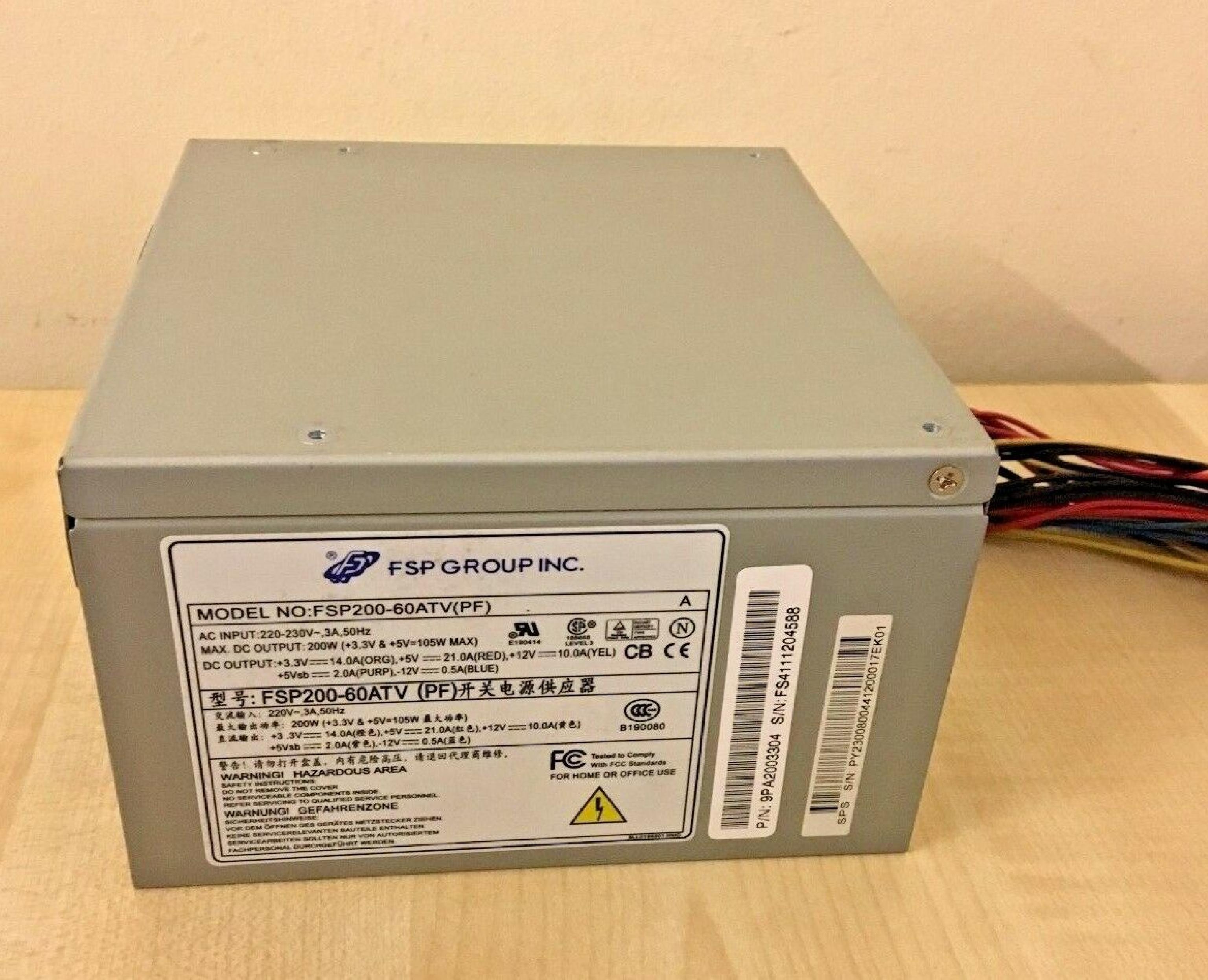 FSP GROUP / SPARKLE POWER INTL LTD / POWER MAN / YATE LOON / AOPEN / ACER FSP200-60ATV 200 WATT 20 PIN POWER SUPPLY