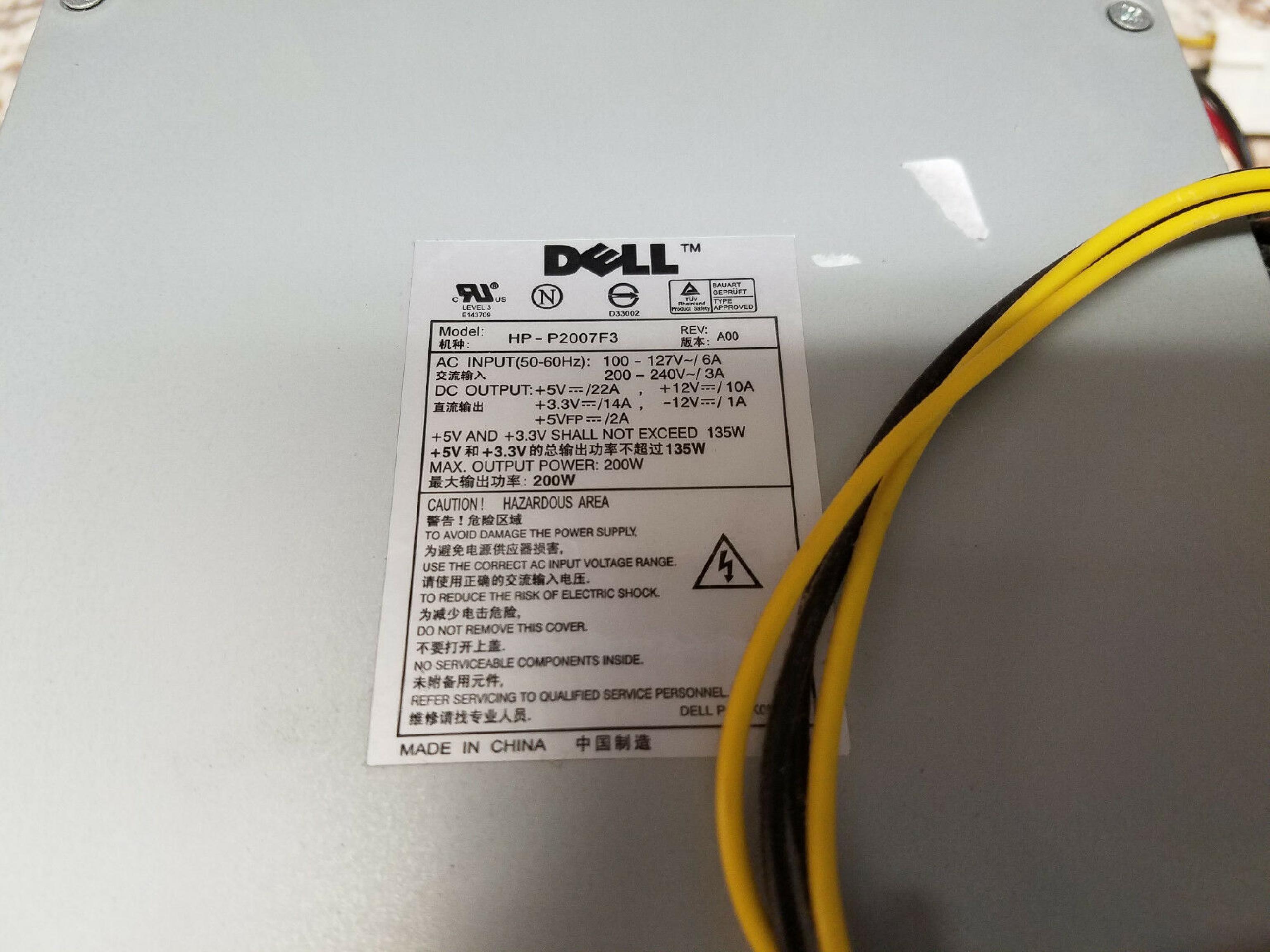 DELL 0K0564 20PIN ATX POWER SUPPLY 1 P4 5 MOLEX 1 BERG