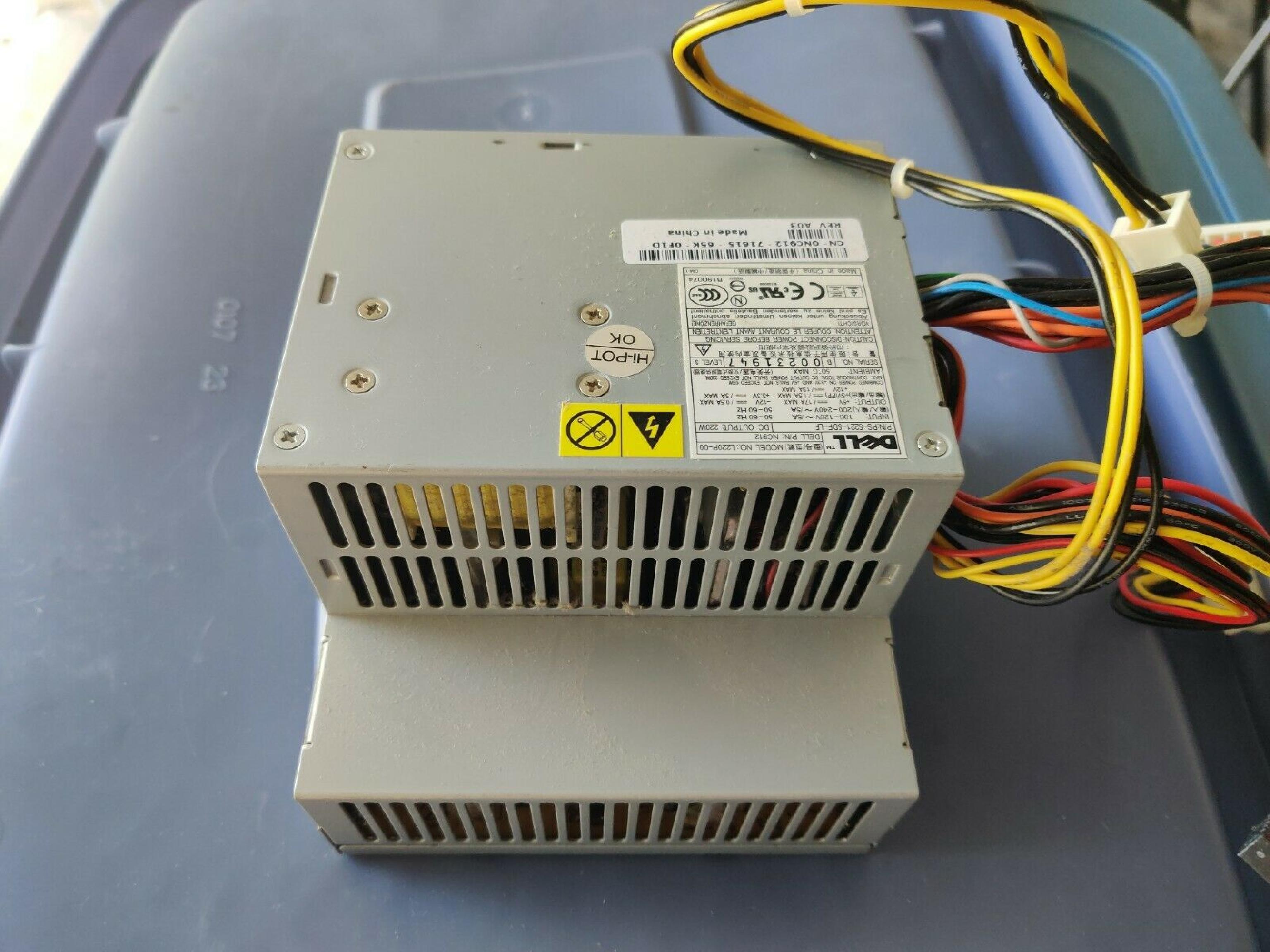 DELL L220P-00 220 WATT POWER SUPPLY FOR OPTIPLEX 220W GX620 GX520