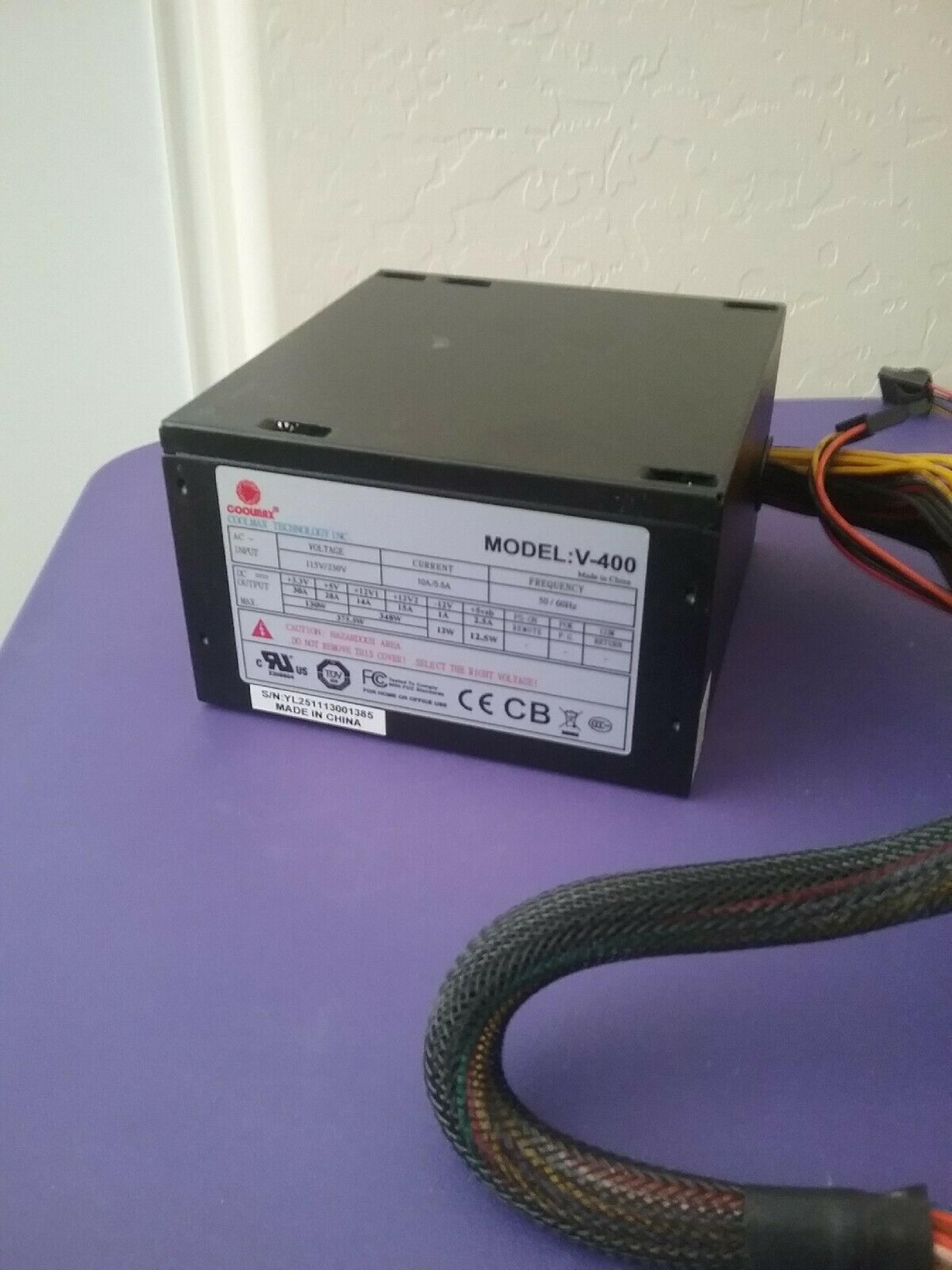 COOLMAX V-400 400W 24 PIN ATX POWER SUPPLY