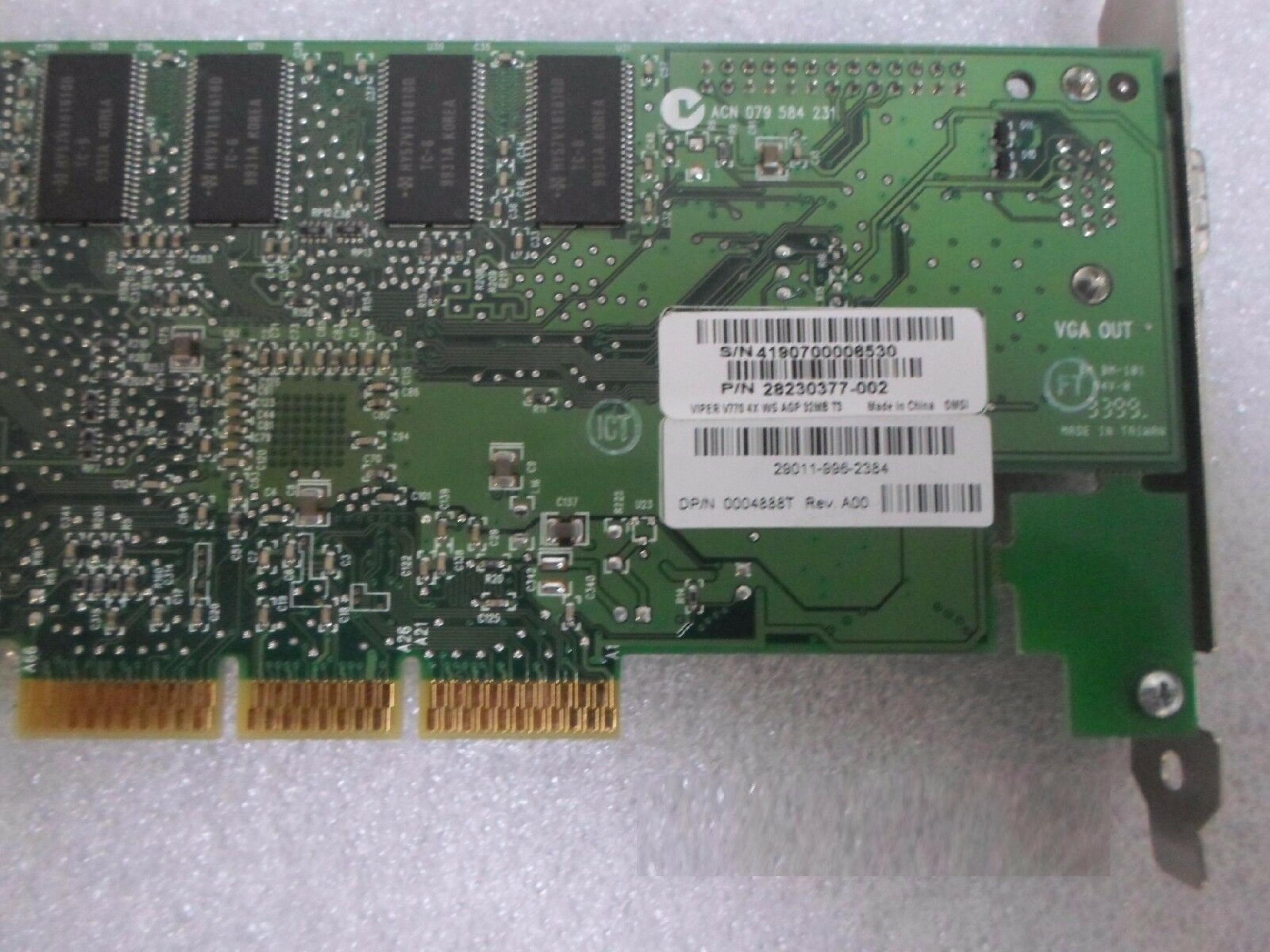 DIAMOND MULTIMEDIA SYSTEMS / DELL 28230377-002 32MB VIPER V770 4X AGP VIDEO CARD WITH VGA OUTPUT