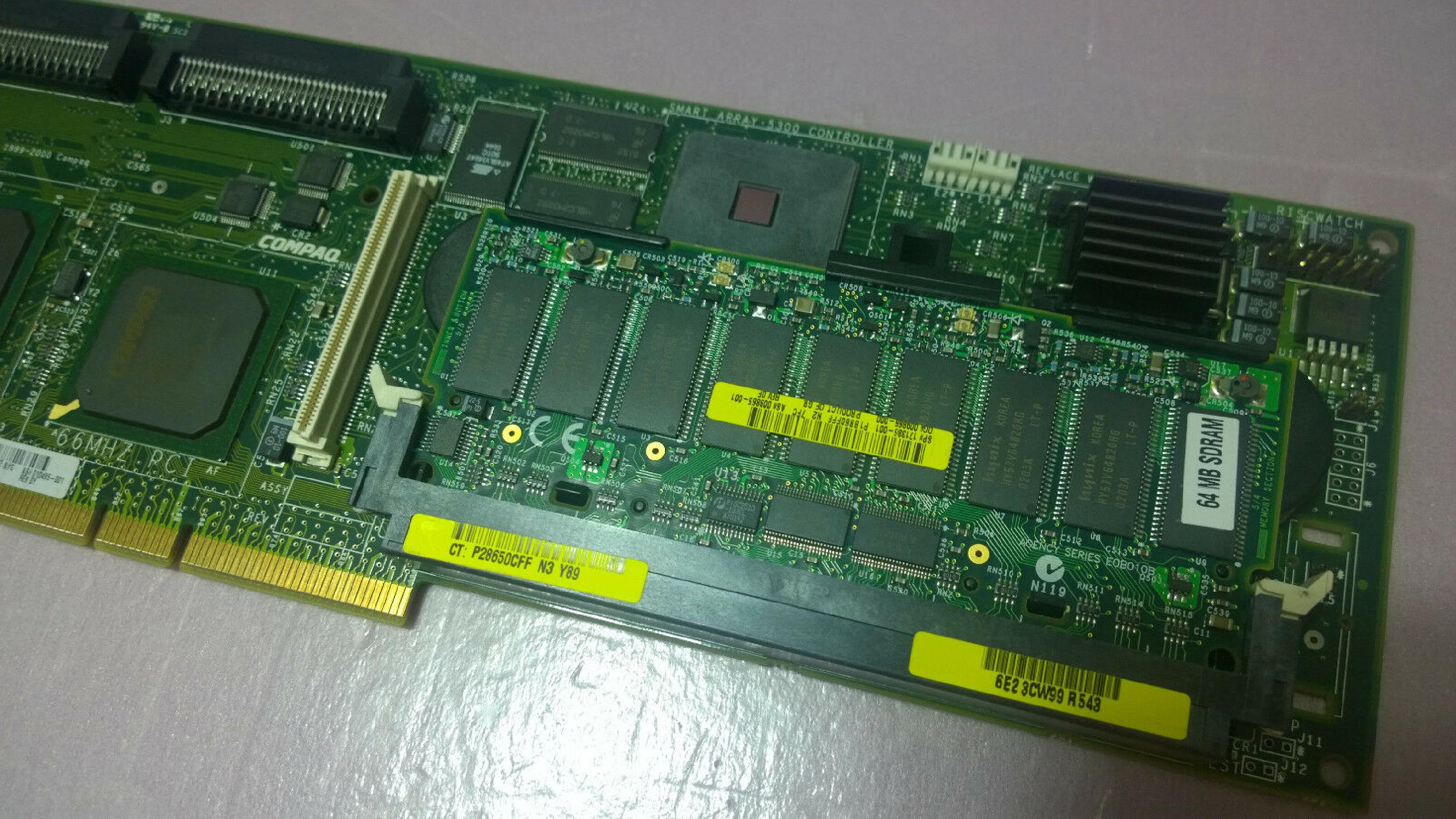 COMPAQ / HEWLETT PACKARD / HP 171383-001 64 BIT PCI SMART ARRAY 5300 CONTROLLER WITH 128MB CACHE AND BATTERY