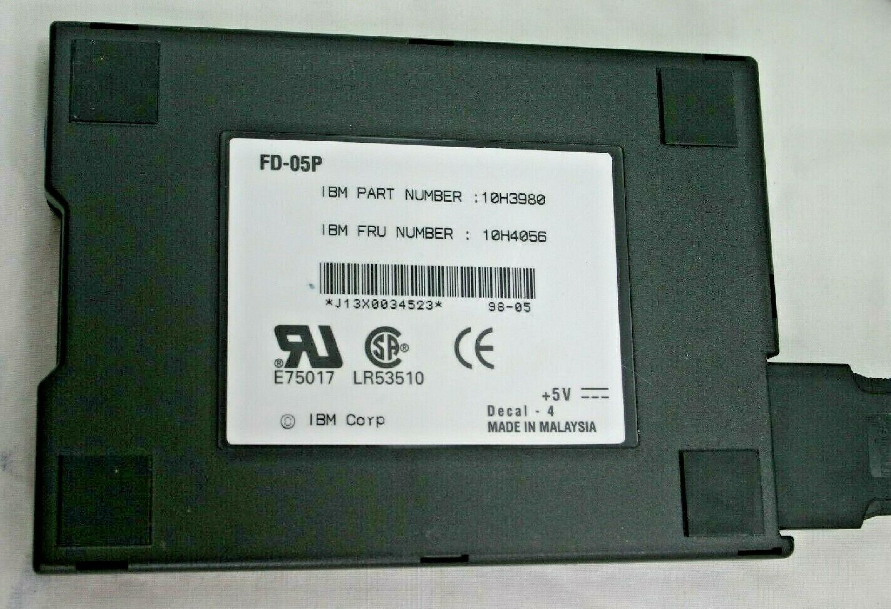 IBM 10H3980 EXTERNAL FLOPPY DRIVE BLACK THINKPAD