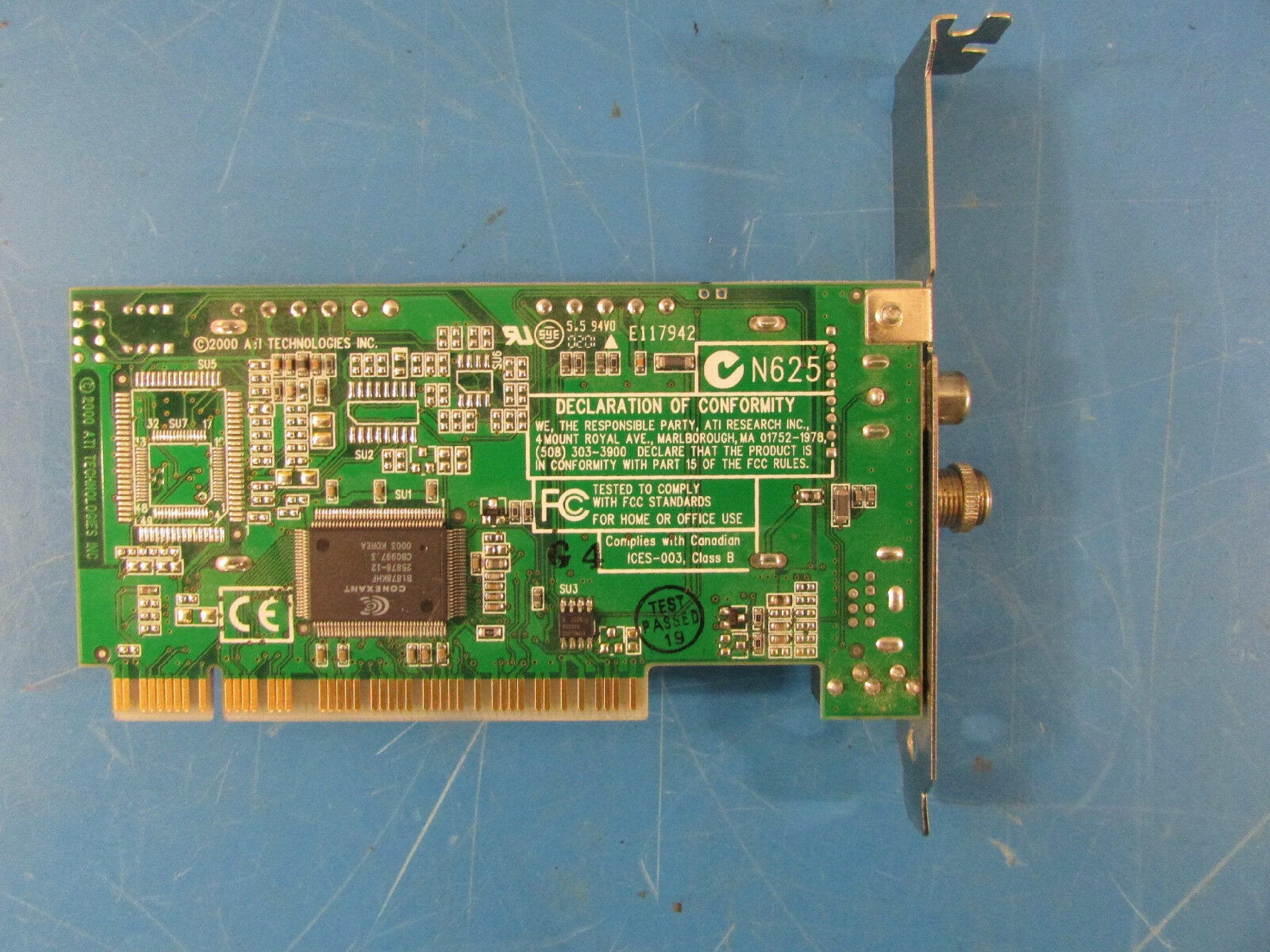 ATI 109-68300-30 PCI TV TUNER CARD WITH COMP IN/OUT AND CATV