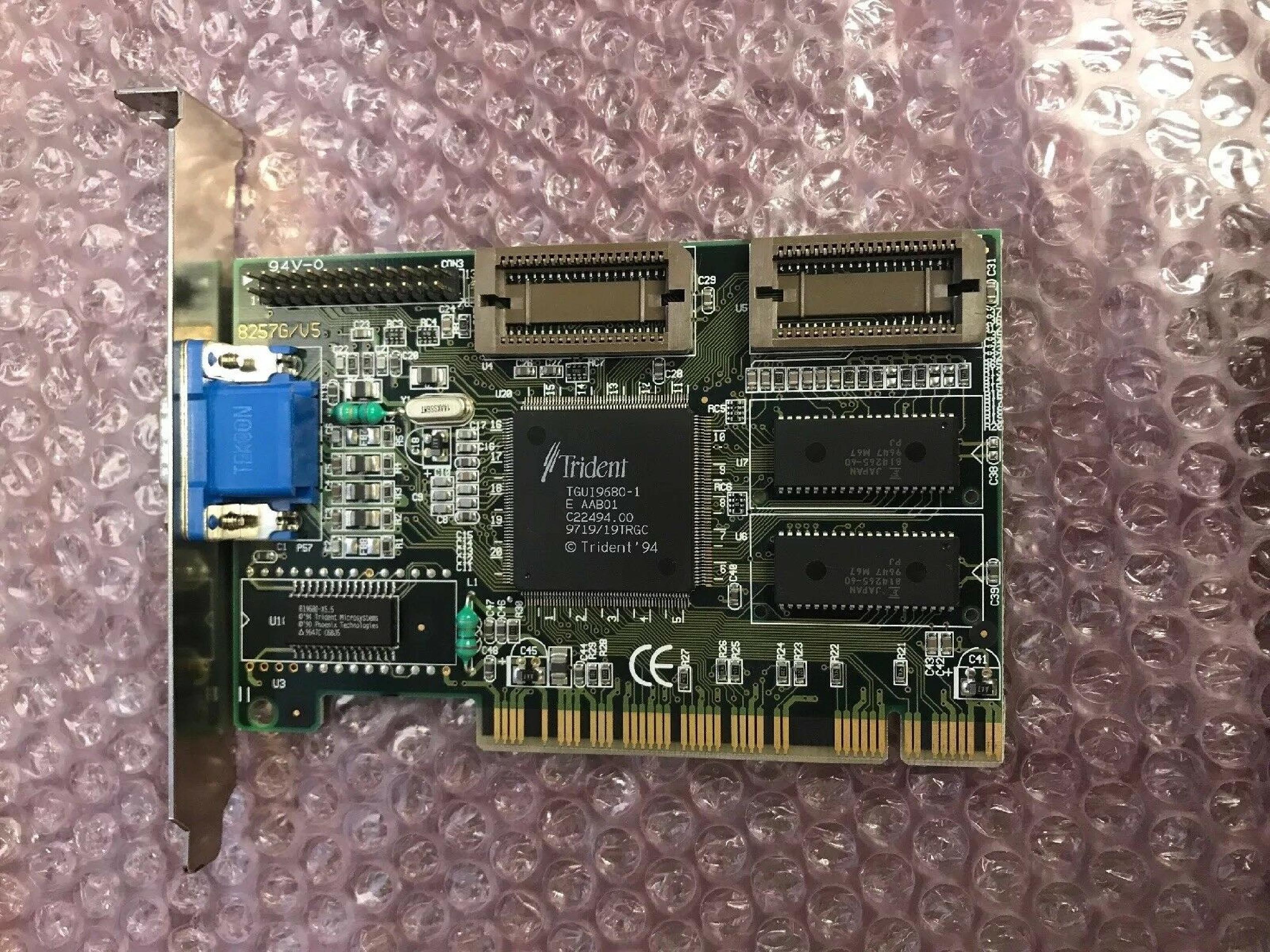 TRIDENT MICROSYSTEMS 8257G/V5 1MB PCI VIDEO CARD WITH VGA OUTPUT TGUI9680-1 CBB01 MCX24 05TR03