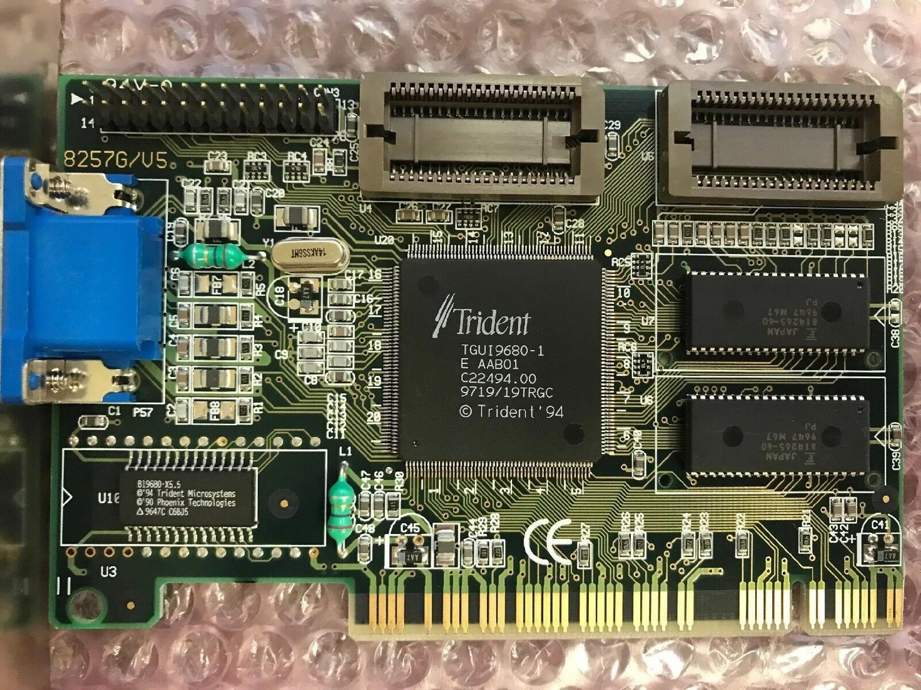 TRIDENT MICROSYSTEMS 8257G/V5 1MB PCI VIDEO CARD WITH VGA OUTPUT TGUI9680-1 CBB01 MCX24 05TR03