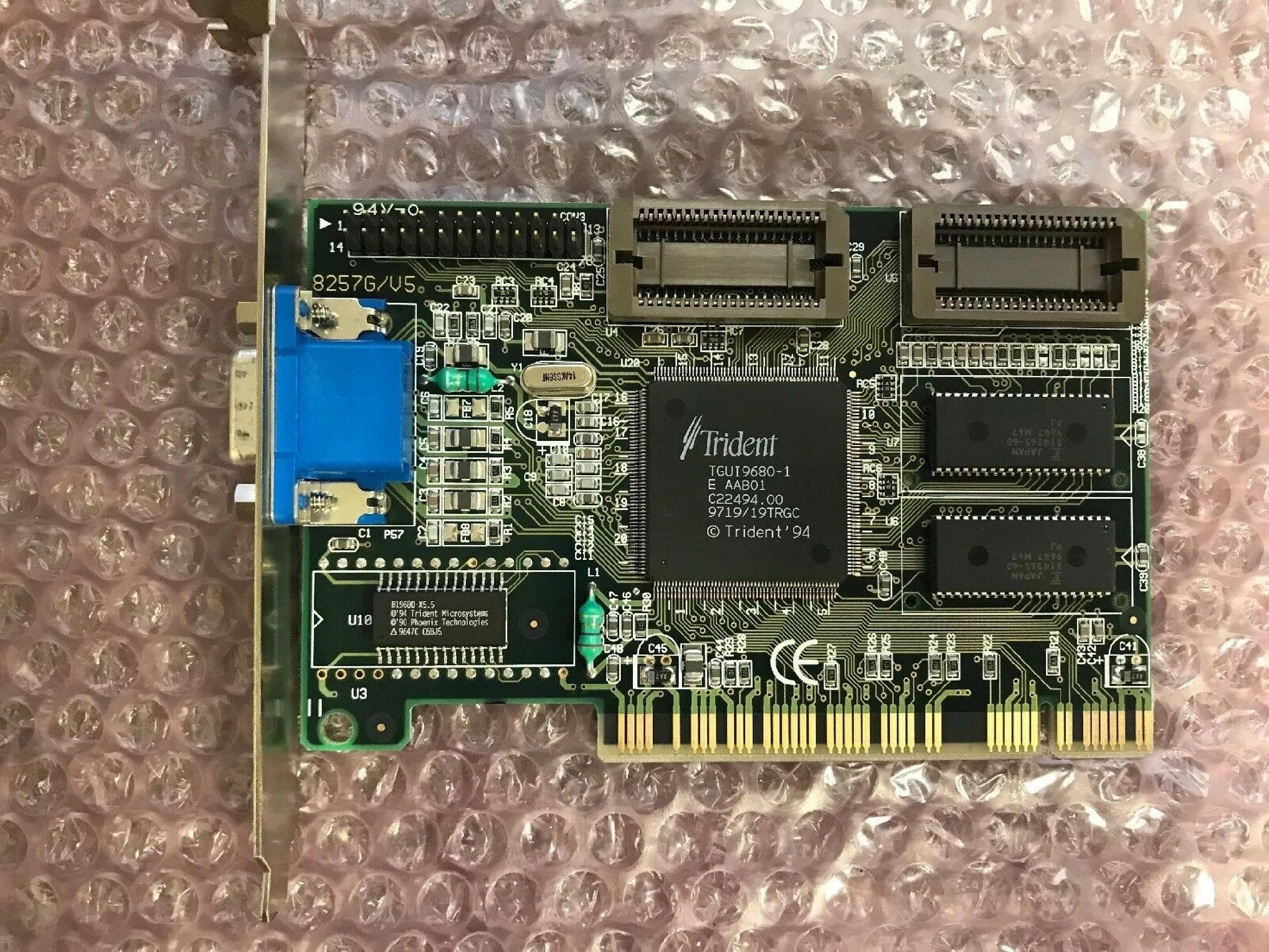 TRIDENT MICROSYSTEMS 8257G/V5 1MB PCI VIDEO CARD WITH VGA OUTPUT TGUI9680-1 CBB01 MCX24 05TR03