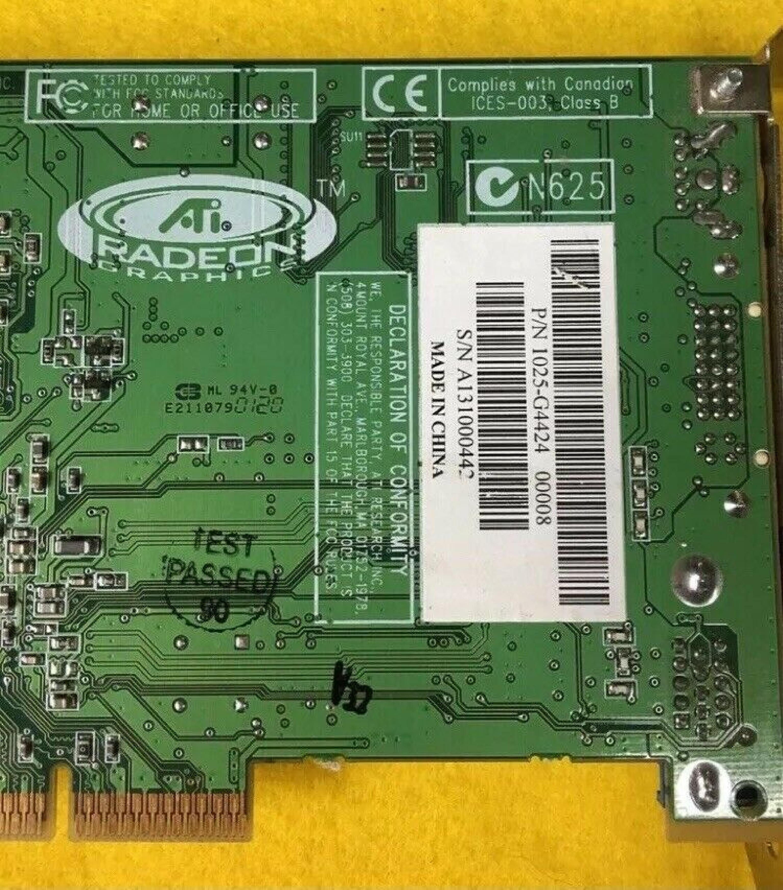 ATI 109-78500-00 RADEON 7000 32M DDR AGP DVI VGA S-VID VIDEO GRAPHICS CARD