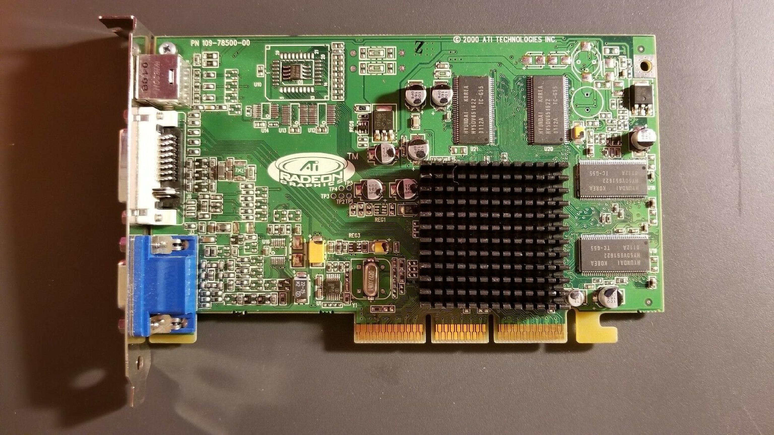 ATI RV100 SD32M RADEON 7000 32M DDR AGP DVI VGA S-VID VIDEO GRAPHICS CARD