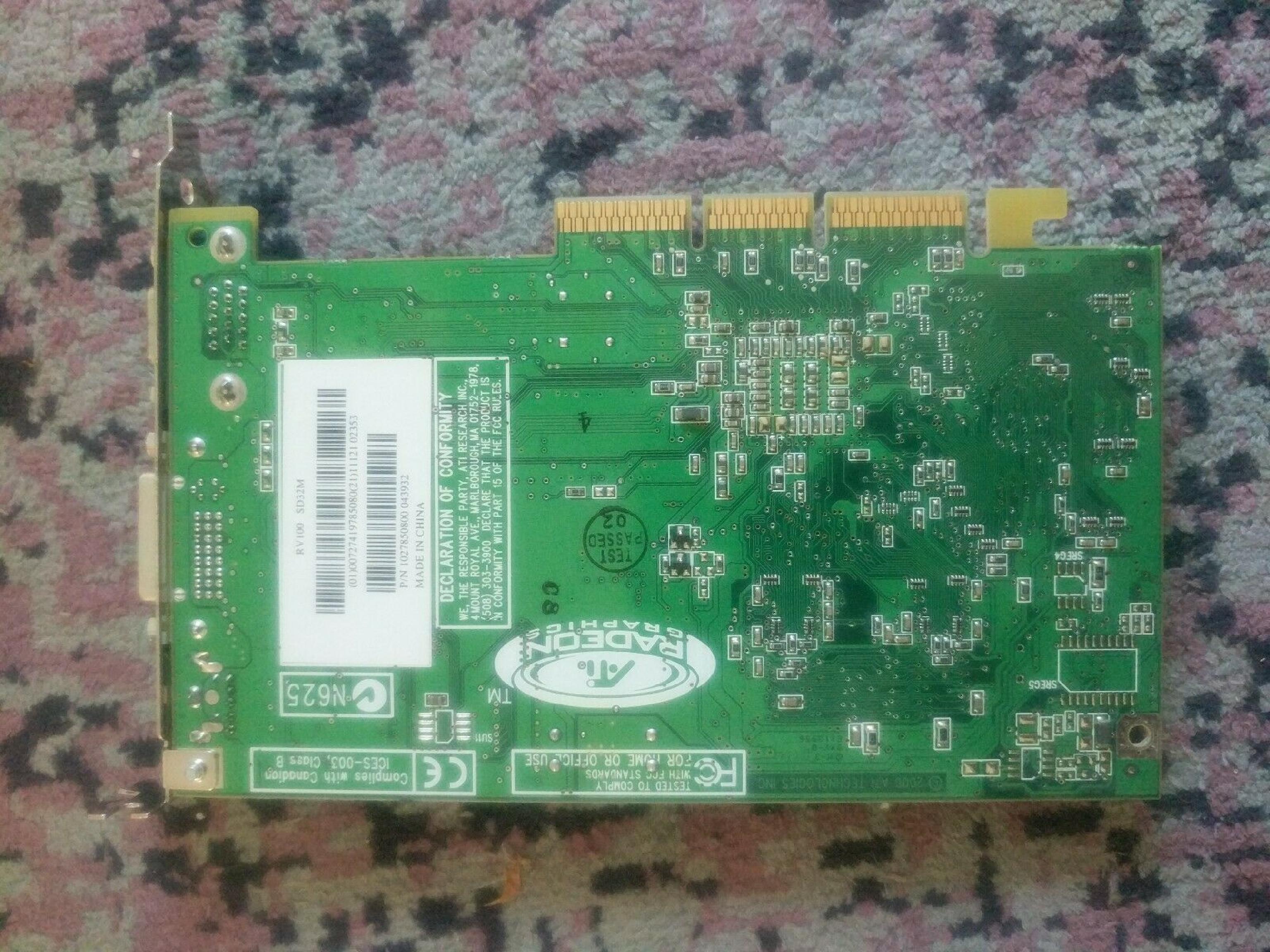 ATI RV100 SD32M RADEON 7000 32M DDR AGP DVI VGA S-VID VIDEO GRAPHICS CARD