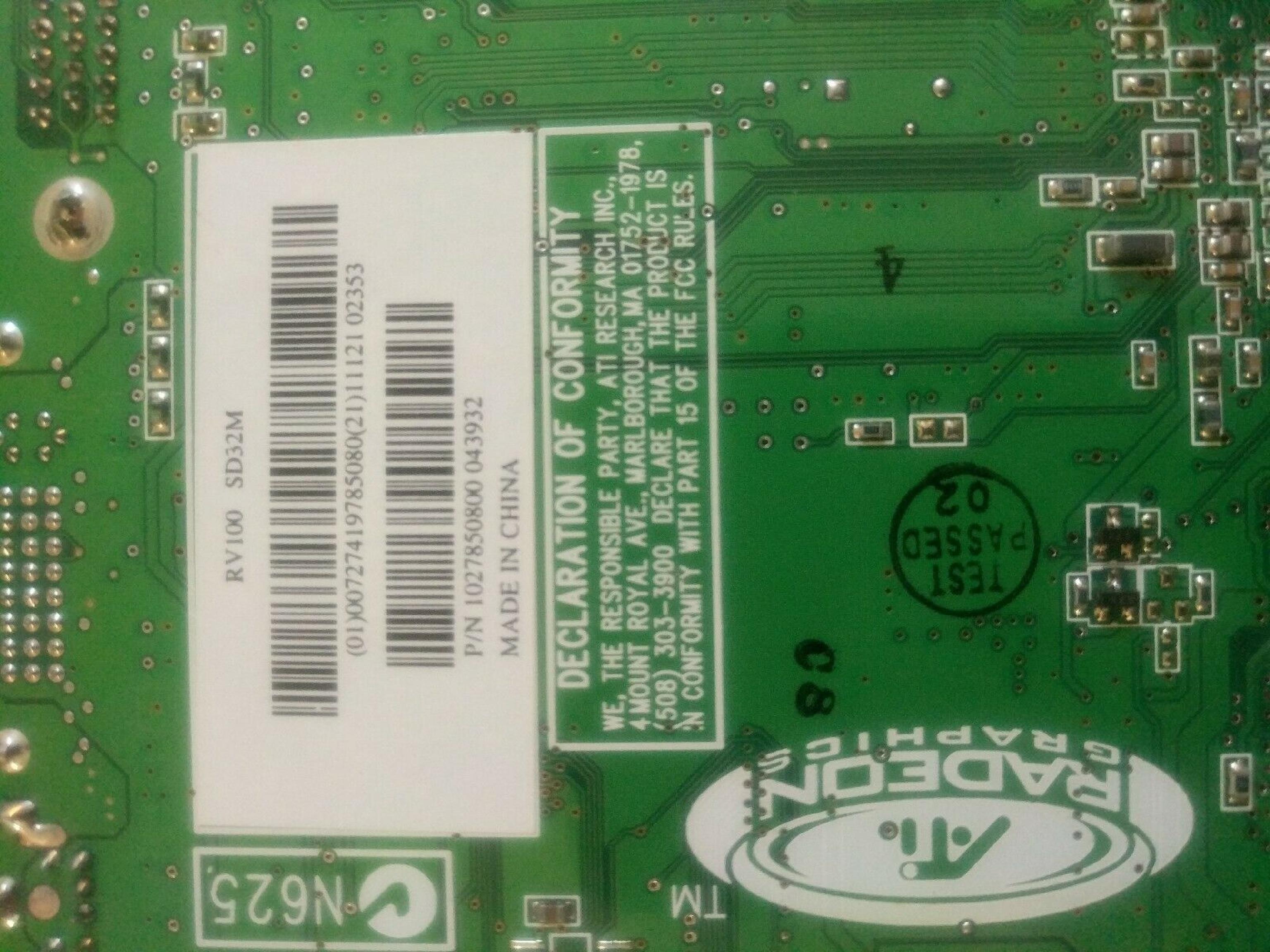 ATI RV100 SD32M RADEON 7000 32M DDR AGP DVI VGA S-VID VIDEO GRAPHICS CARD